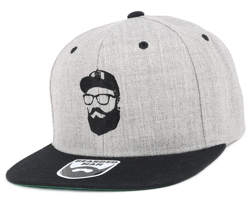 Cap Man Grey/Black Snapback Bearded Man caps