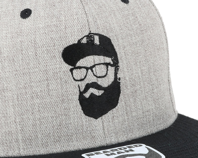 Cap Man Grey/Black Snapback Bearded Man caps