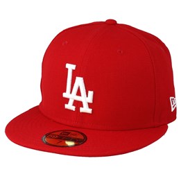 New Era MLB L.A Dodgers 5950 Fitted Hat League Basic Game Black White Cap