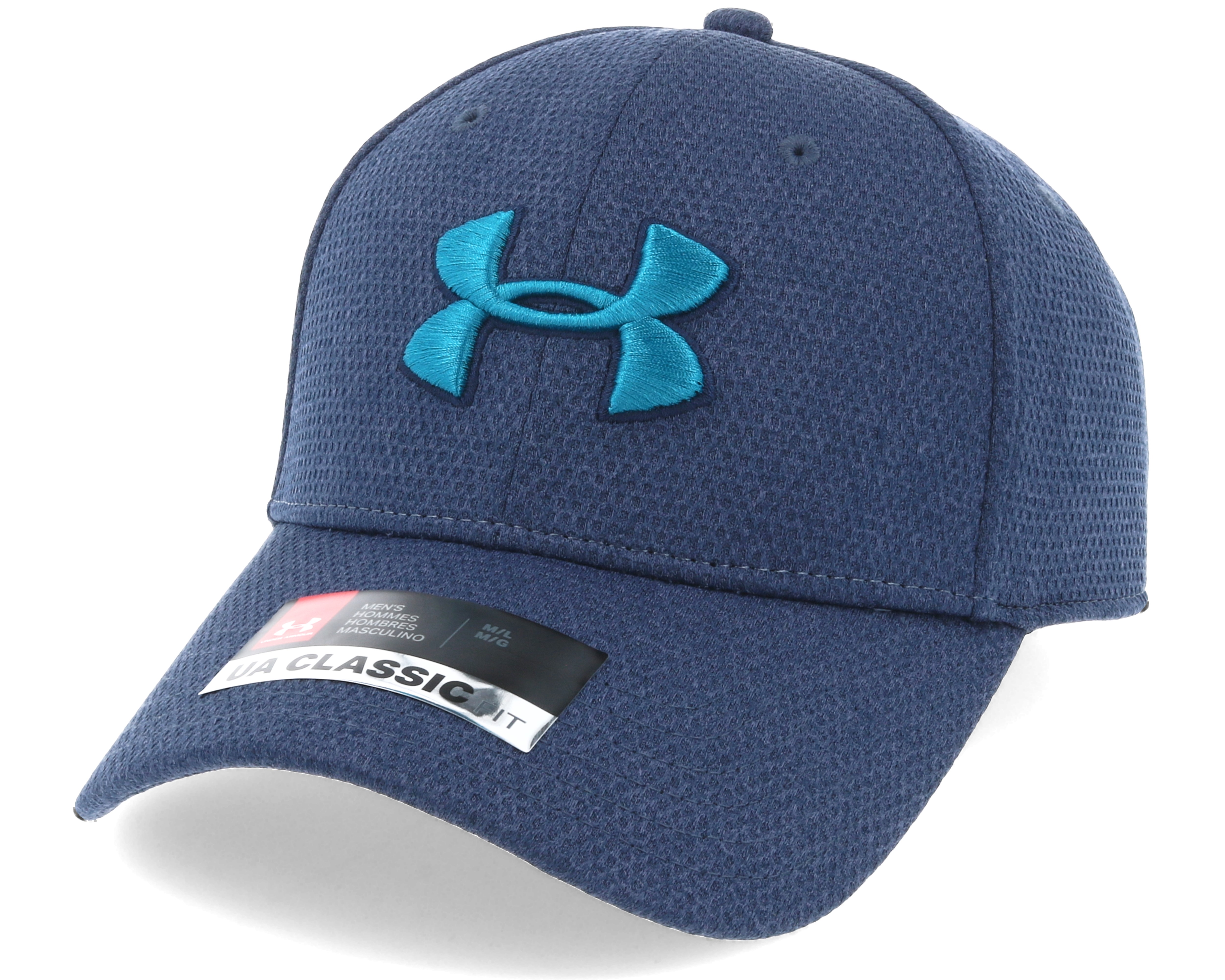 Heather Blitzing Midnight Navy Flexfit Under Armour caps Hatstore.co.uk