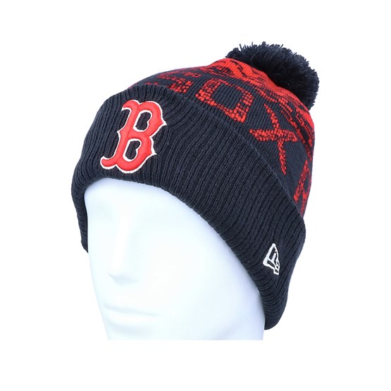 Boston Red Sox Sport Knit Navy/Red Pom New Era beanies