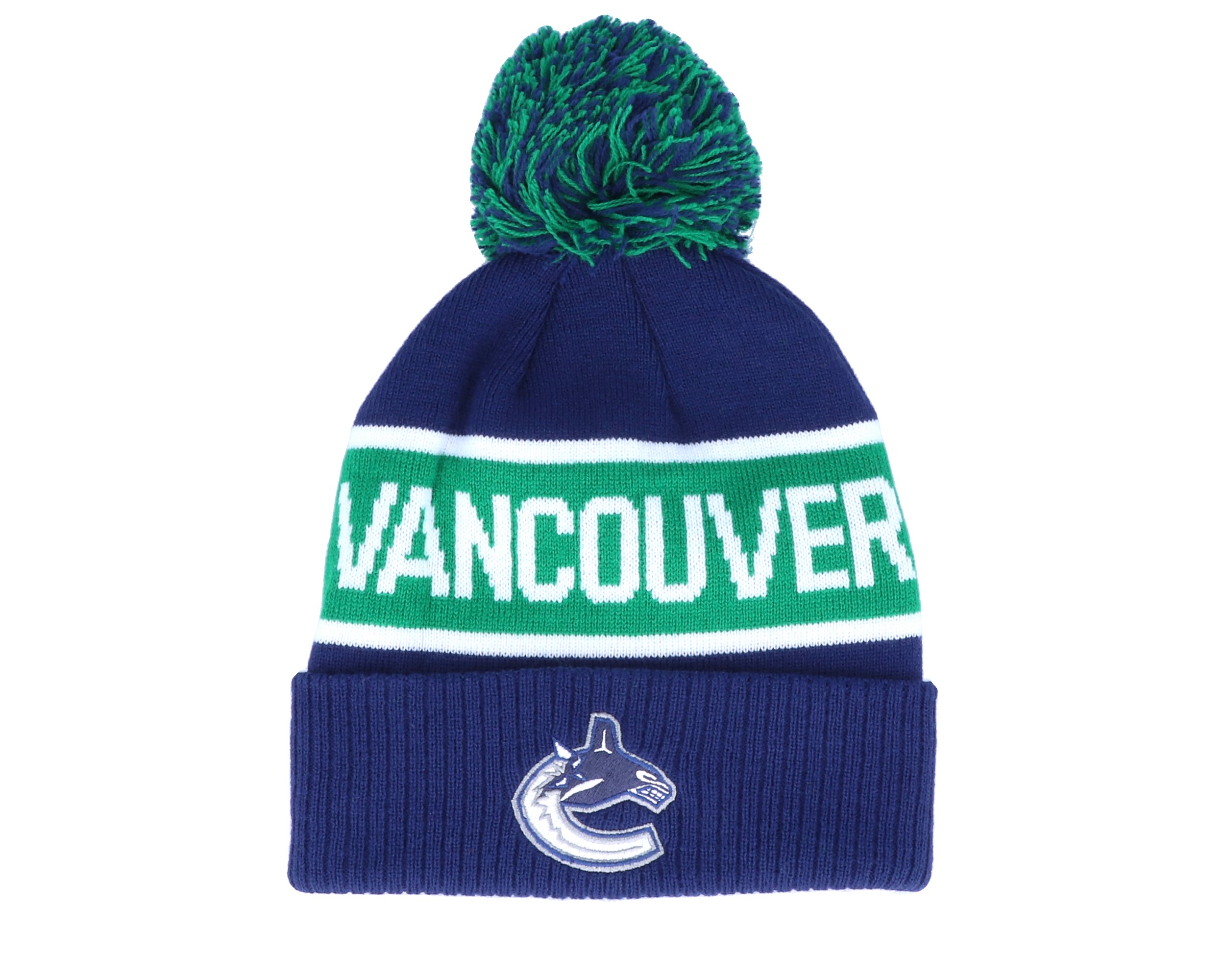 Vancouver Canucks Cuffed Knit Blue/Green Pom - Adidas ...