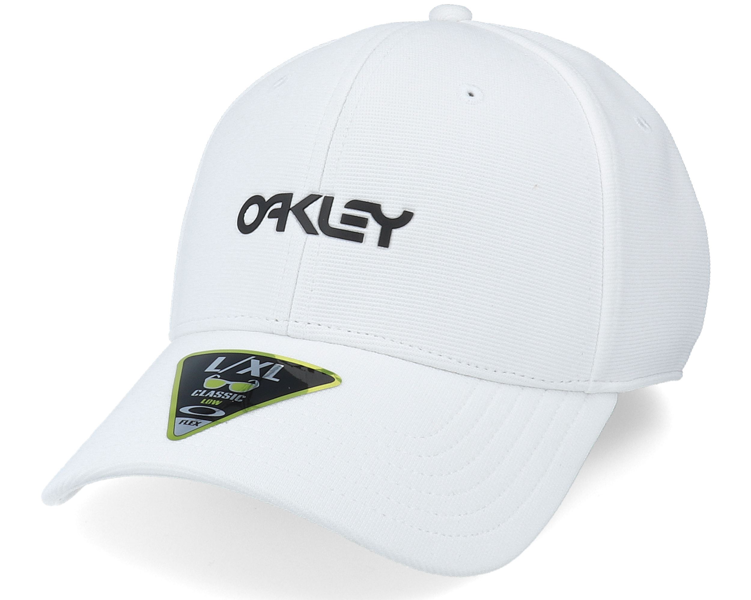 6 Panel Stretch Metallic Hat White Flexfit Oakley caps