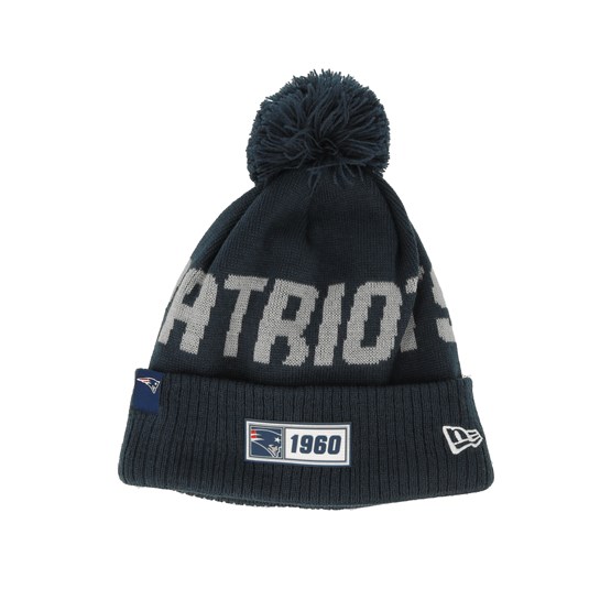 New England Patriots On Field 19 Sport Knit Navy/Grey Pom New Era