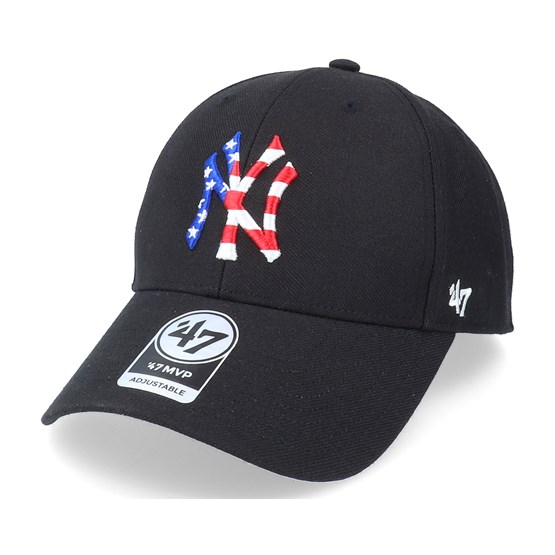 New York Yankees Flag Fill Mvp Black Adjustable - 47 Brand caps