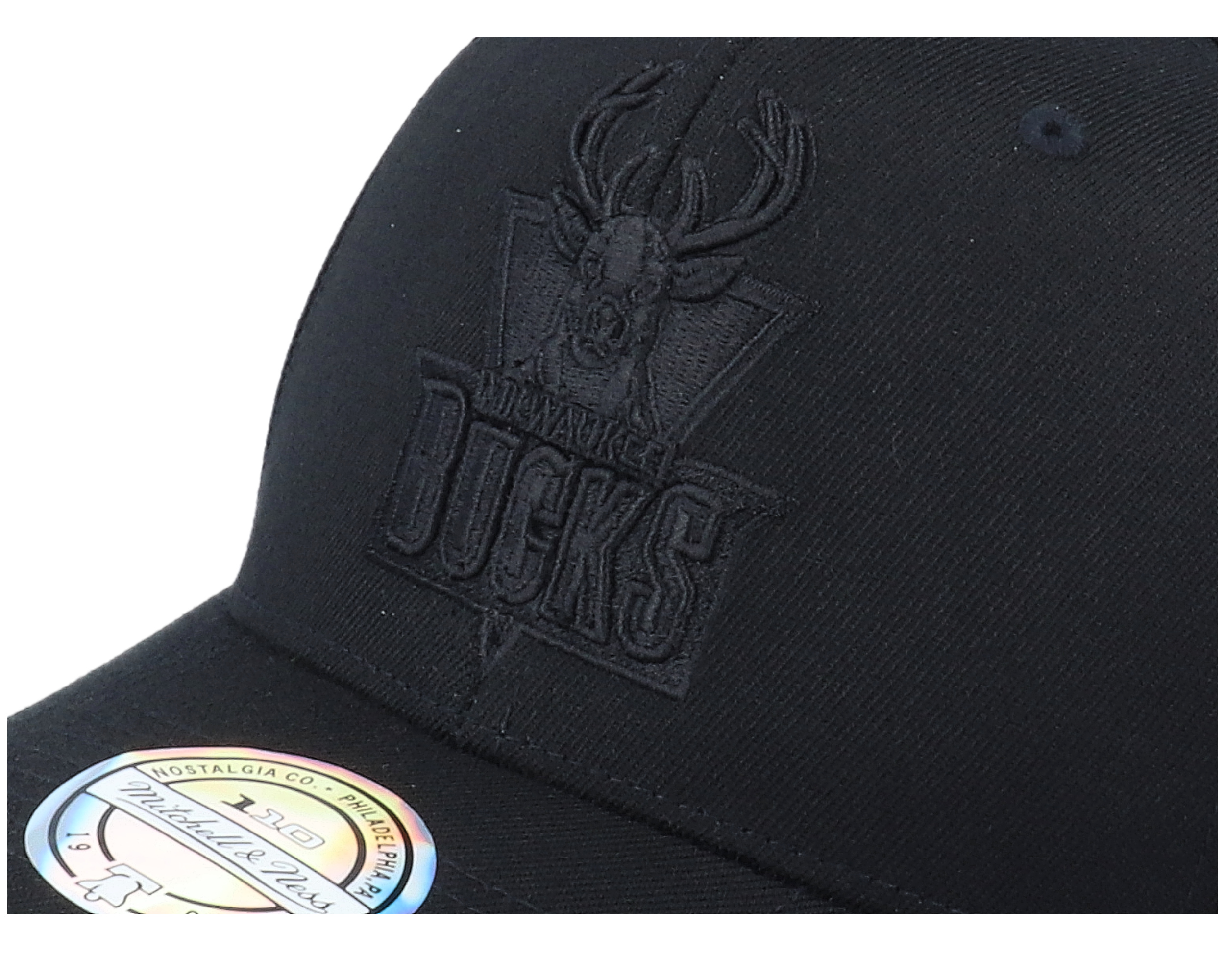 Milwaukee Bucks Black/Black Logo Black Adjustable ...