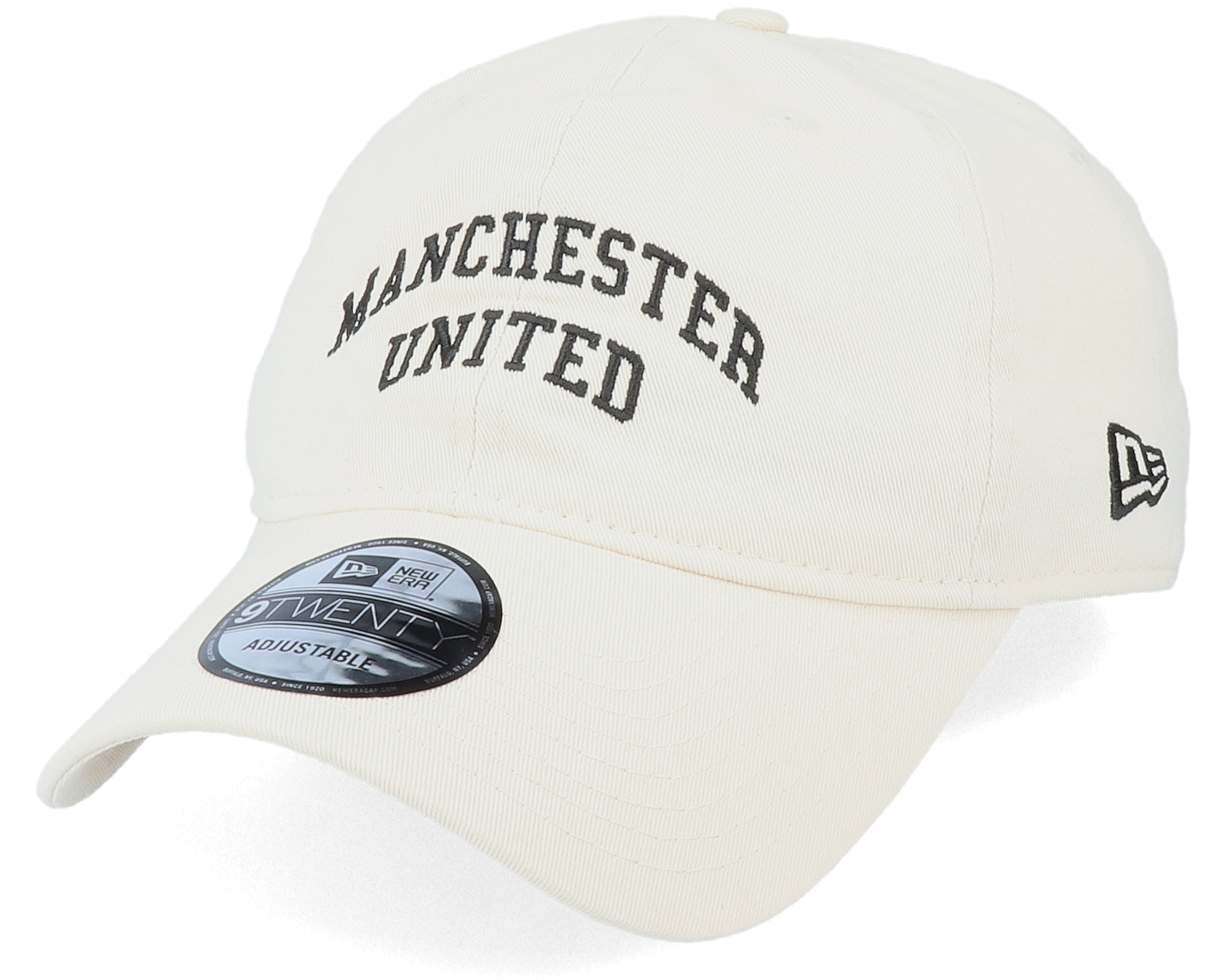 Manchester United Side Multi Patch Dad Cap 9twenty Stone Adjustable New Era Bone Thehatstore