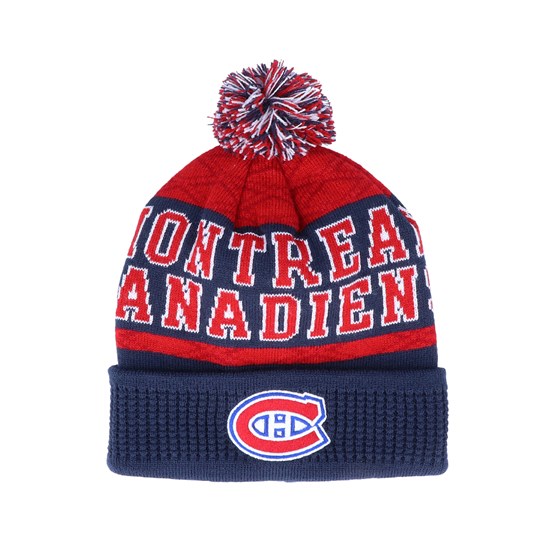 Kids Montreal Canadiens Puck Pattern Cuffed Navy Red Pom Outerstuff Mutze Hatstore De