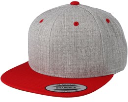 Heather Grey/Red Snapback - Yupoong