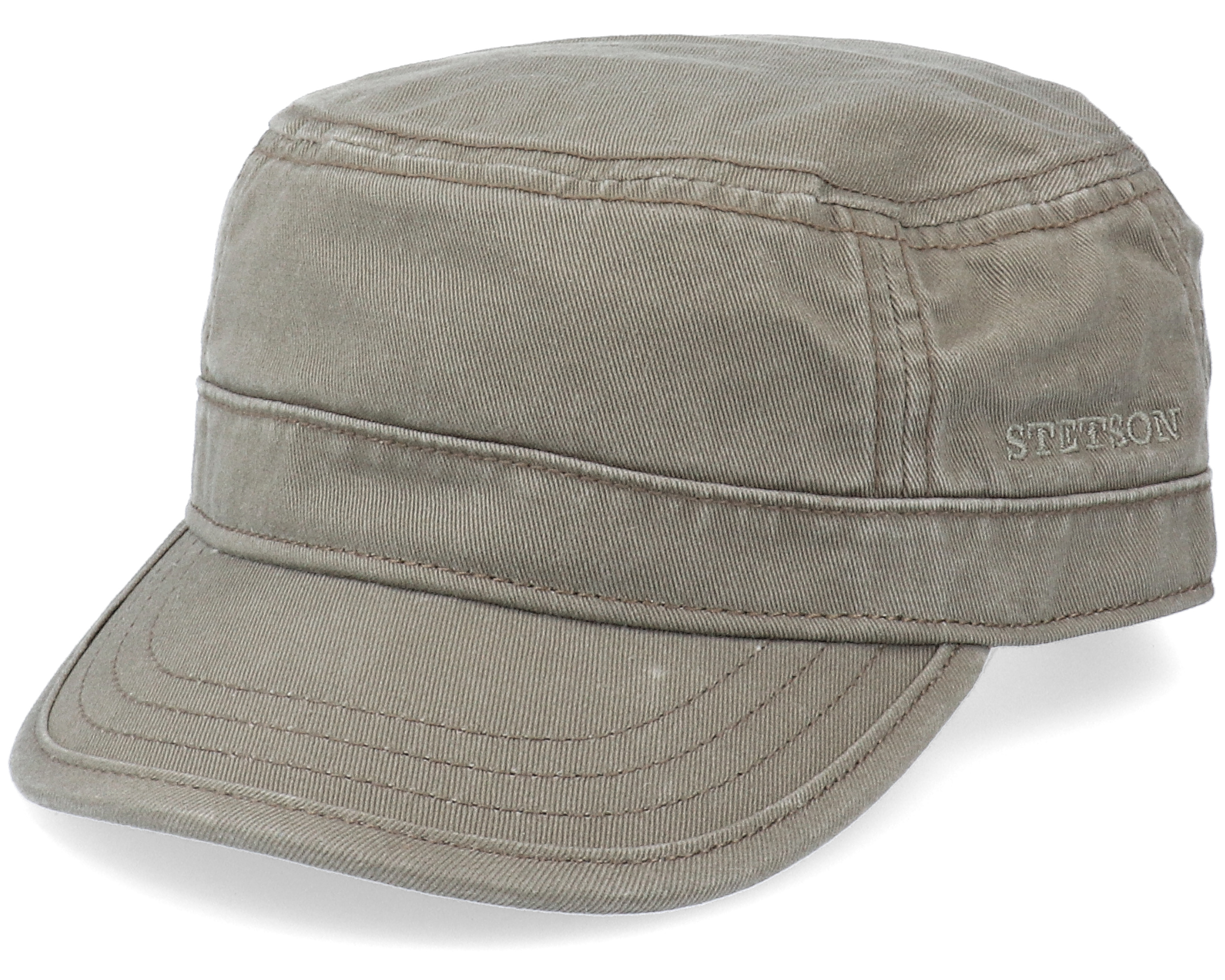 Army Cotton Dark Beige Fitted Stetson caps Hatstore.co.uk