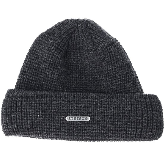 Merino Wool Dark Grey/Black Beanie 