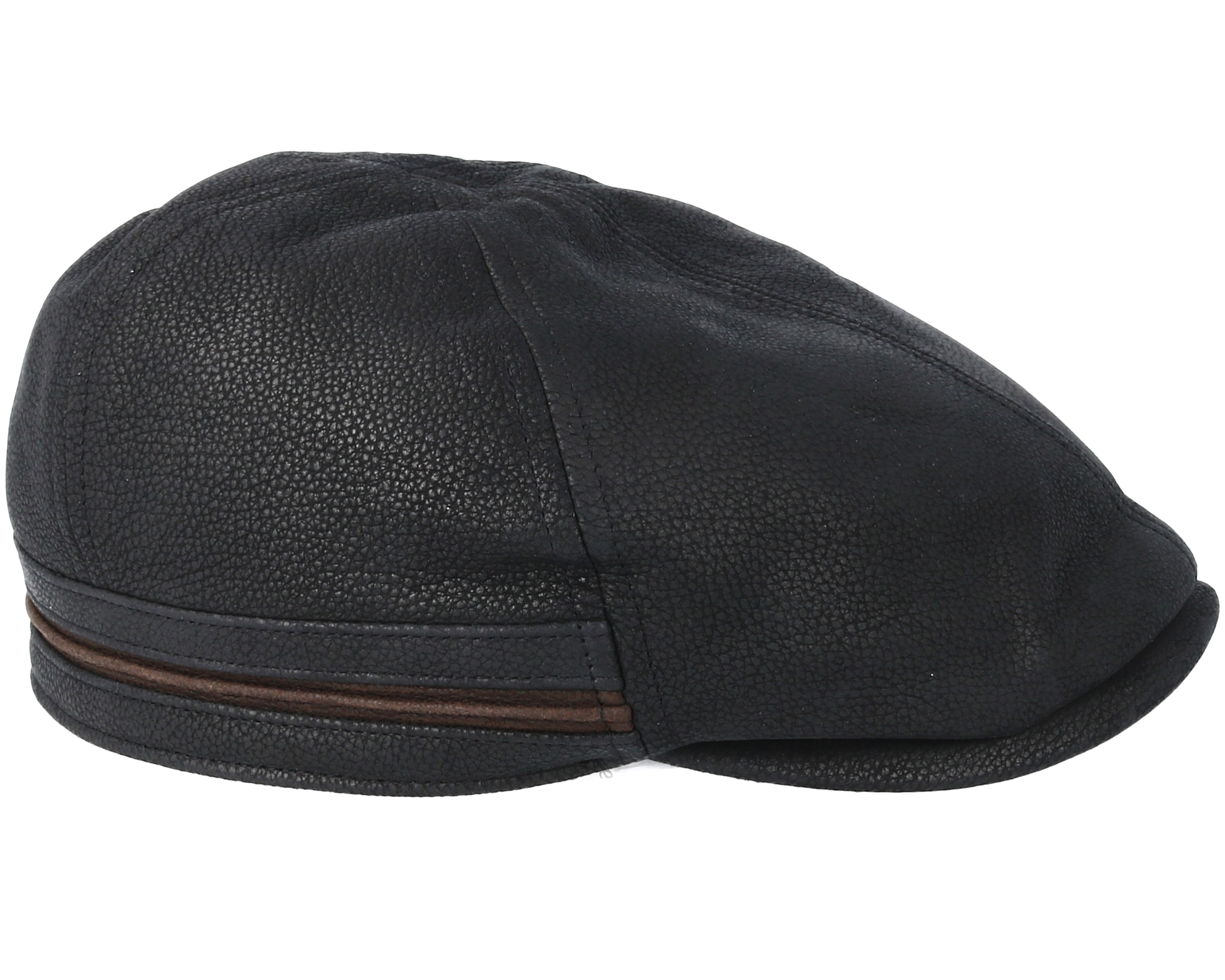 Duck Cap Cowhide Black Flat Cap Stetson caps Hatstore.co.uk
