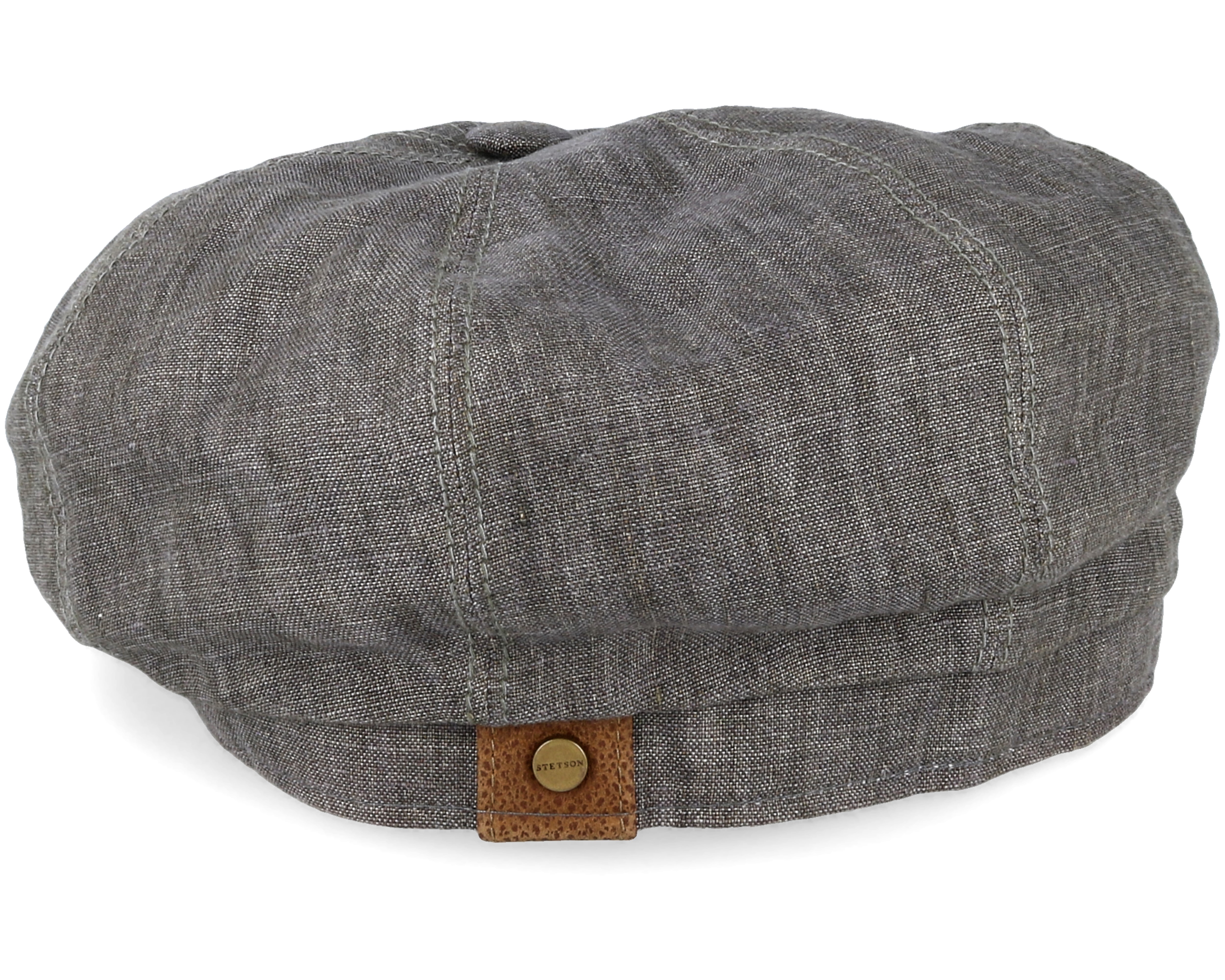 Hatteras Linen Grey Flat Cap Stetson caps Hatstore.co.uk