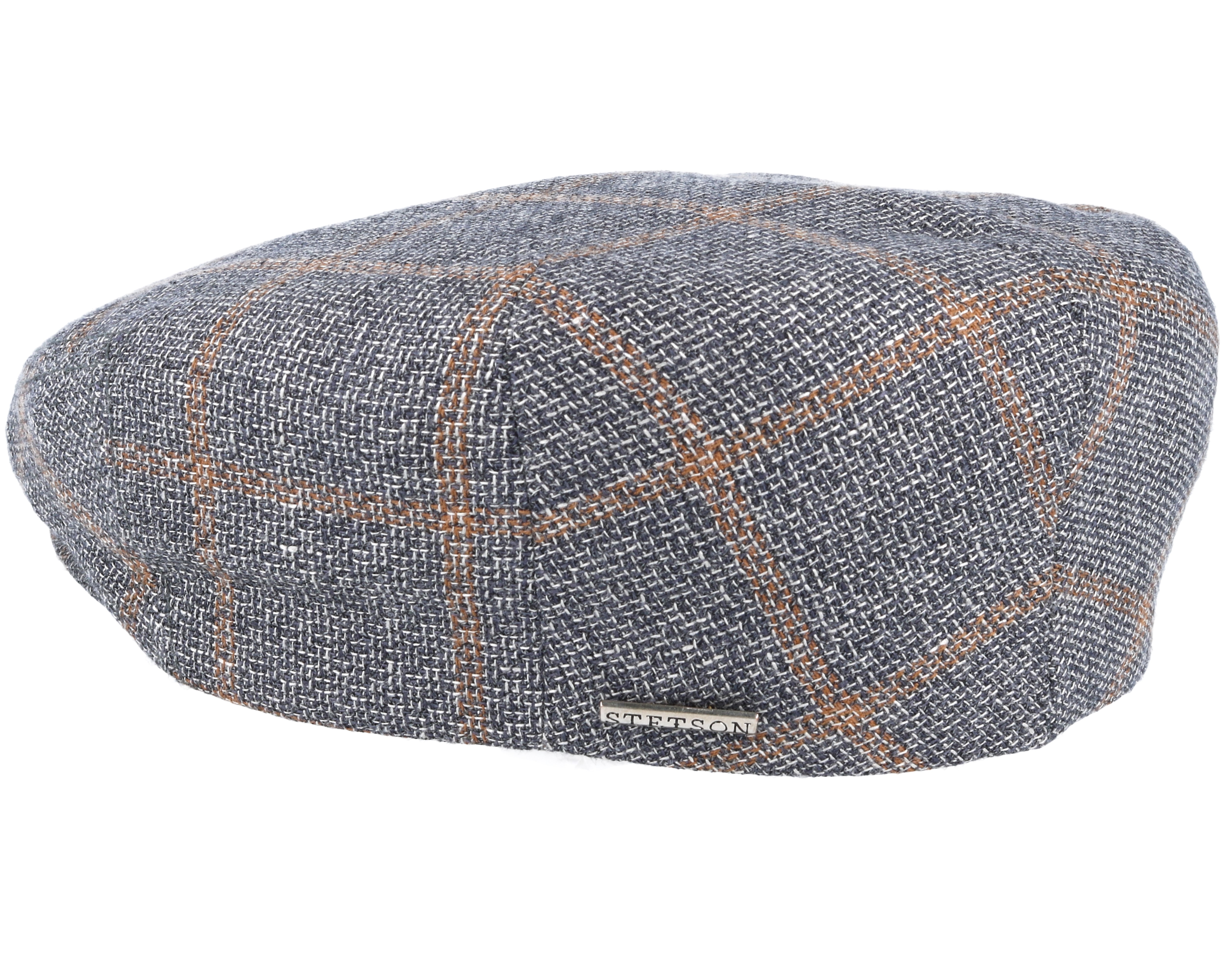 Ivy Linen Checkered Grey Flat Cap Stetson caps Hatstore.co.uk
