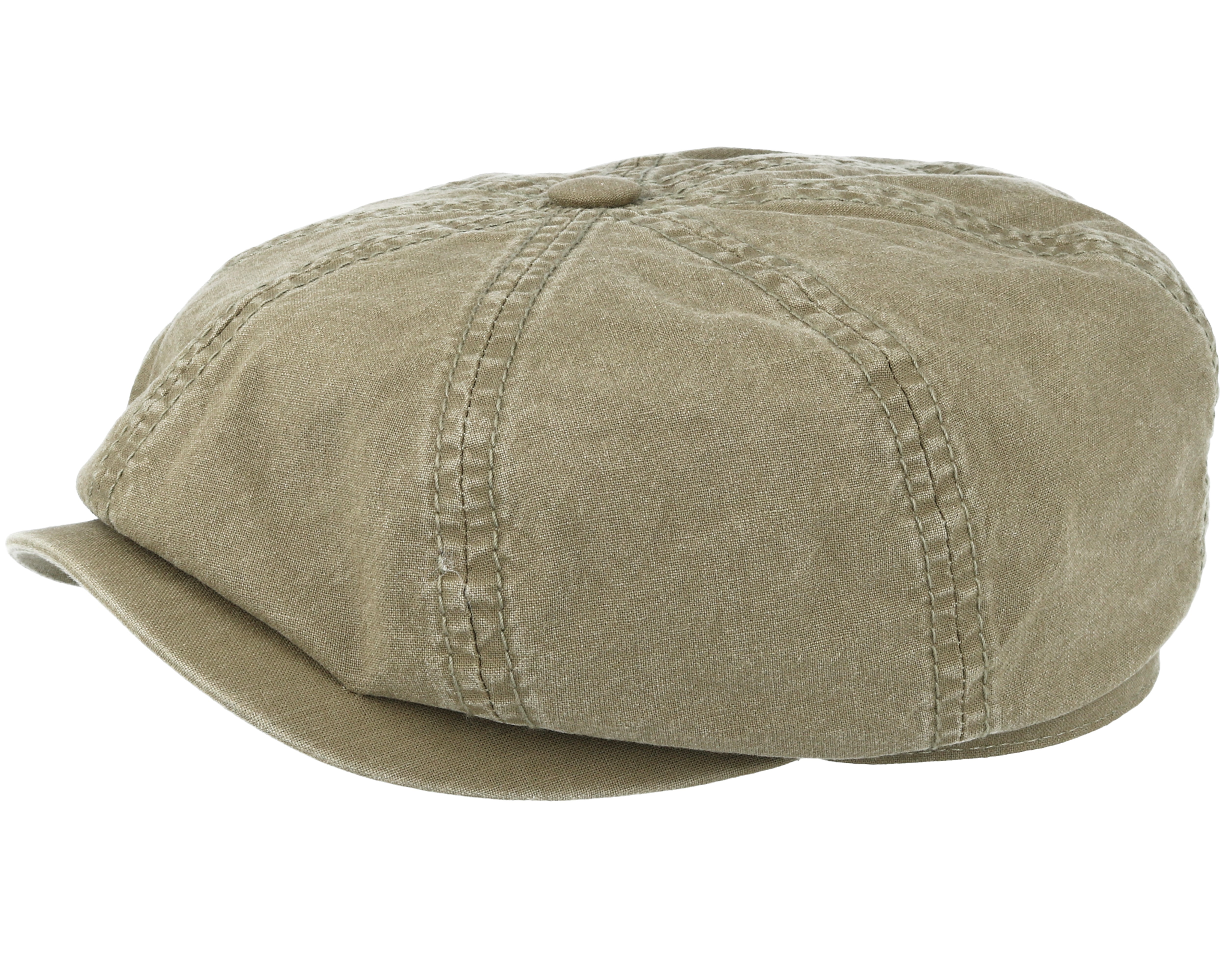 Hatteras Delave Organic Cotton Olive Green Flat Cap Stetson caps