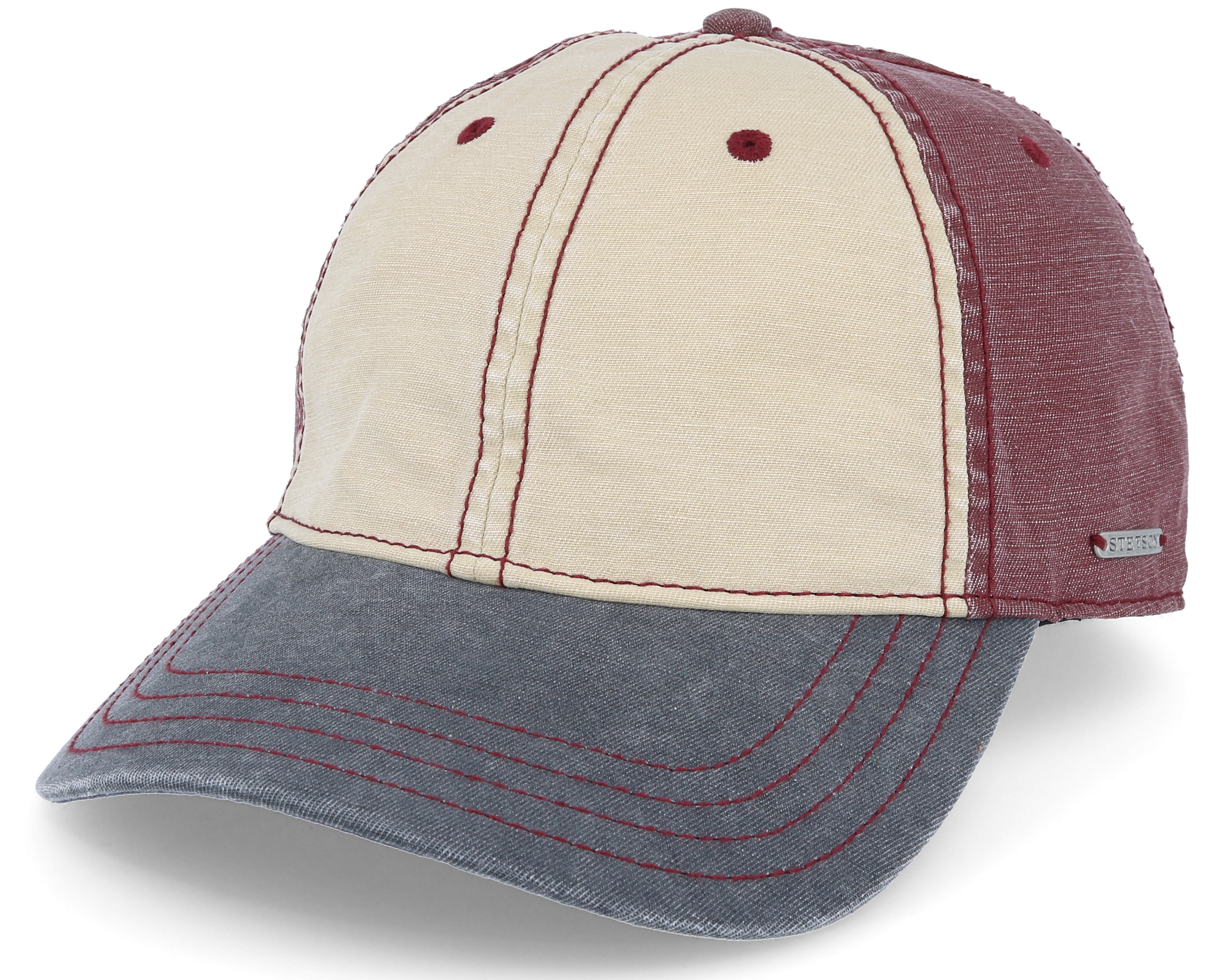 Baseball Cotton Beige/Burgundy/Navy Adjustable - Stetson caps ...