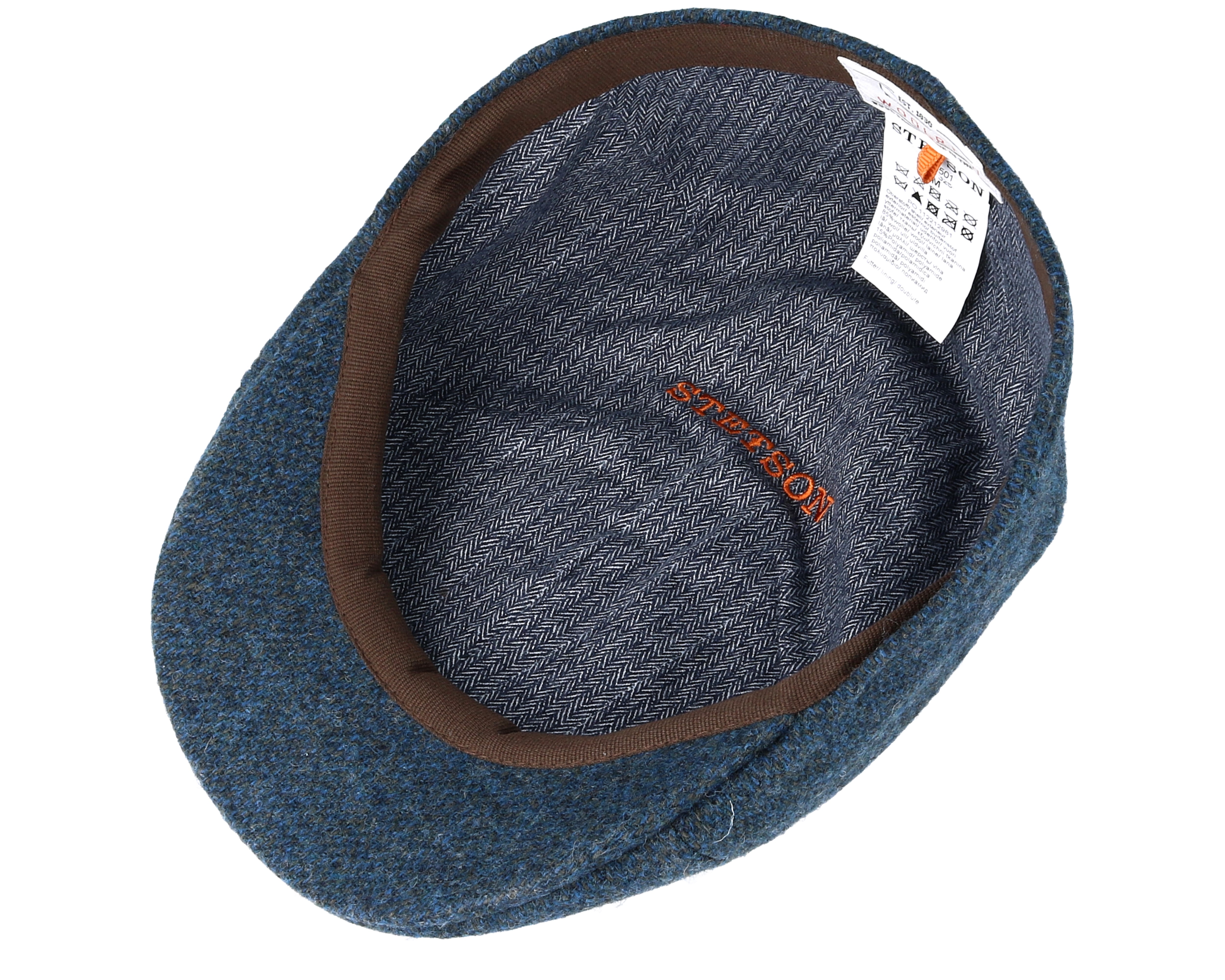 Texas Woolrich Herringbone Fischgrat Blue Flat Cap Stetson caps