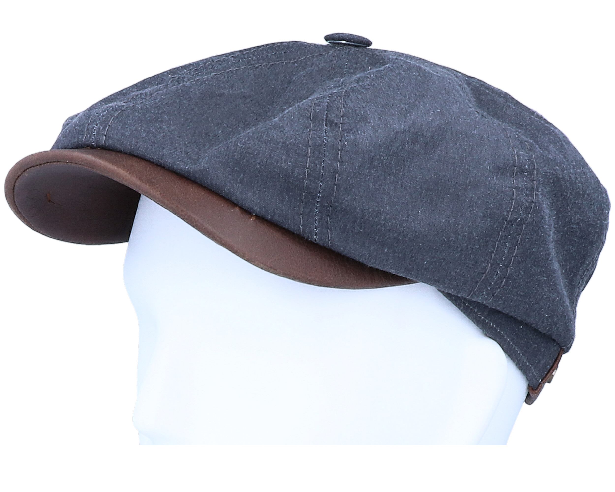 Hatteras Waxed Cotton Navy Flat Cap Stetson caps Hatstore.co.uk