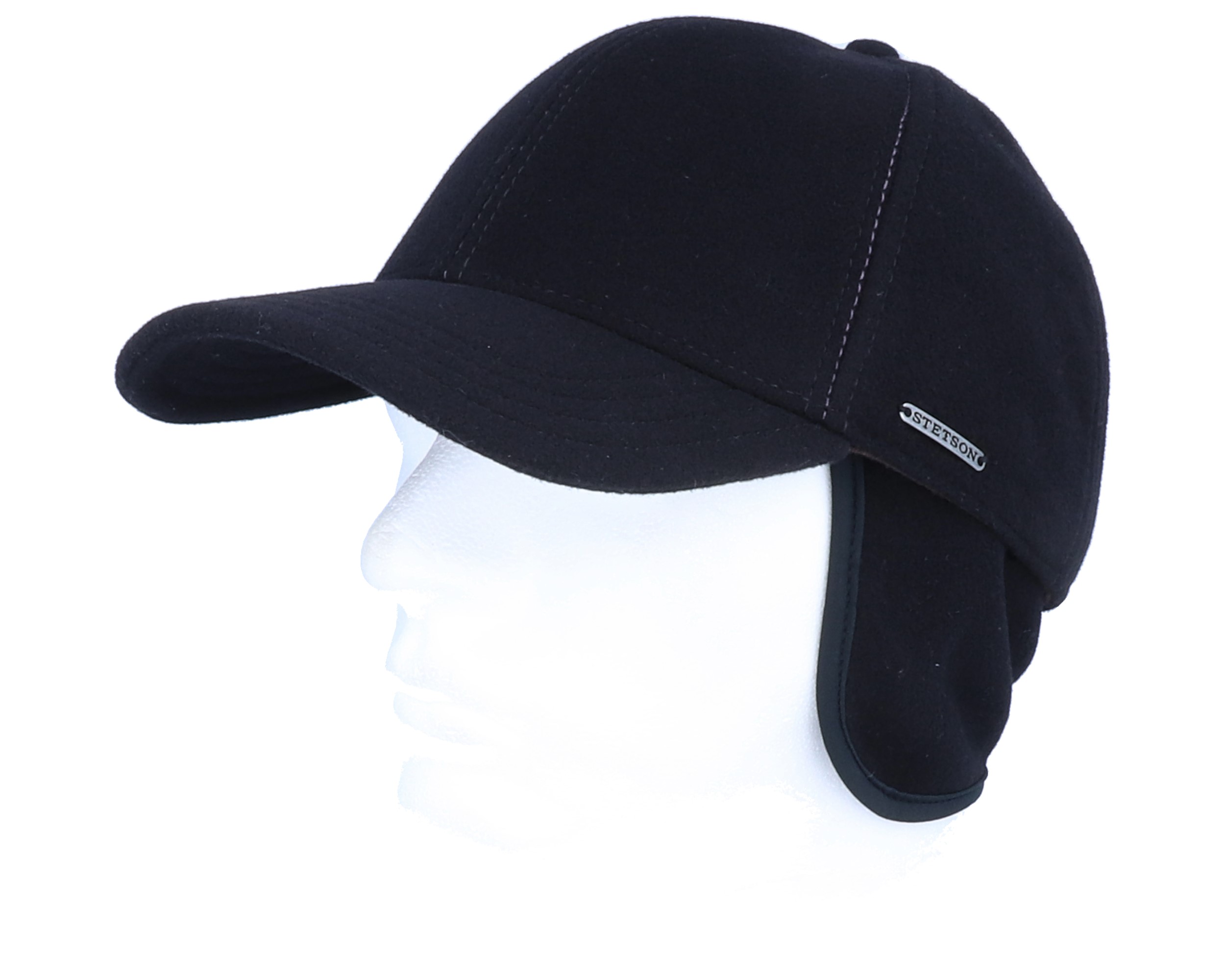 Baseball Wool/Cashmere Black Ear Flap Stetson caps