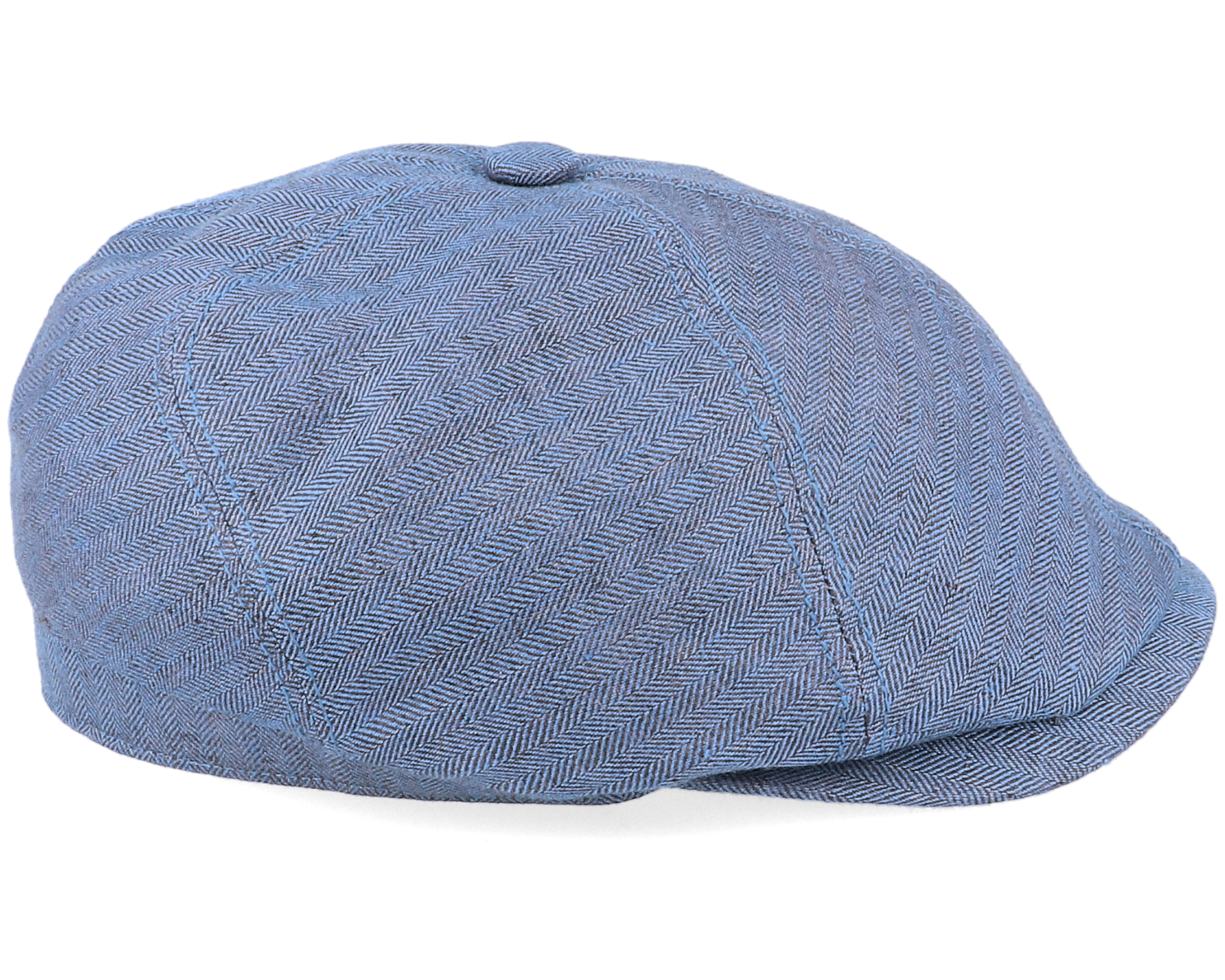 6Panel Cap Fischgrat Navy Linen Flat Cap Stetson caps