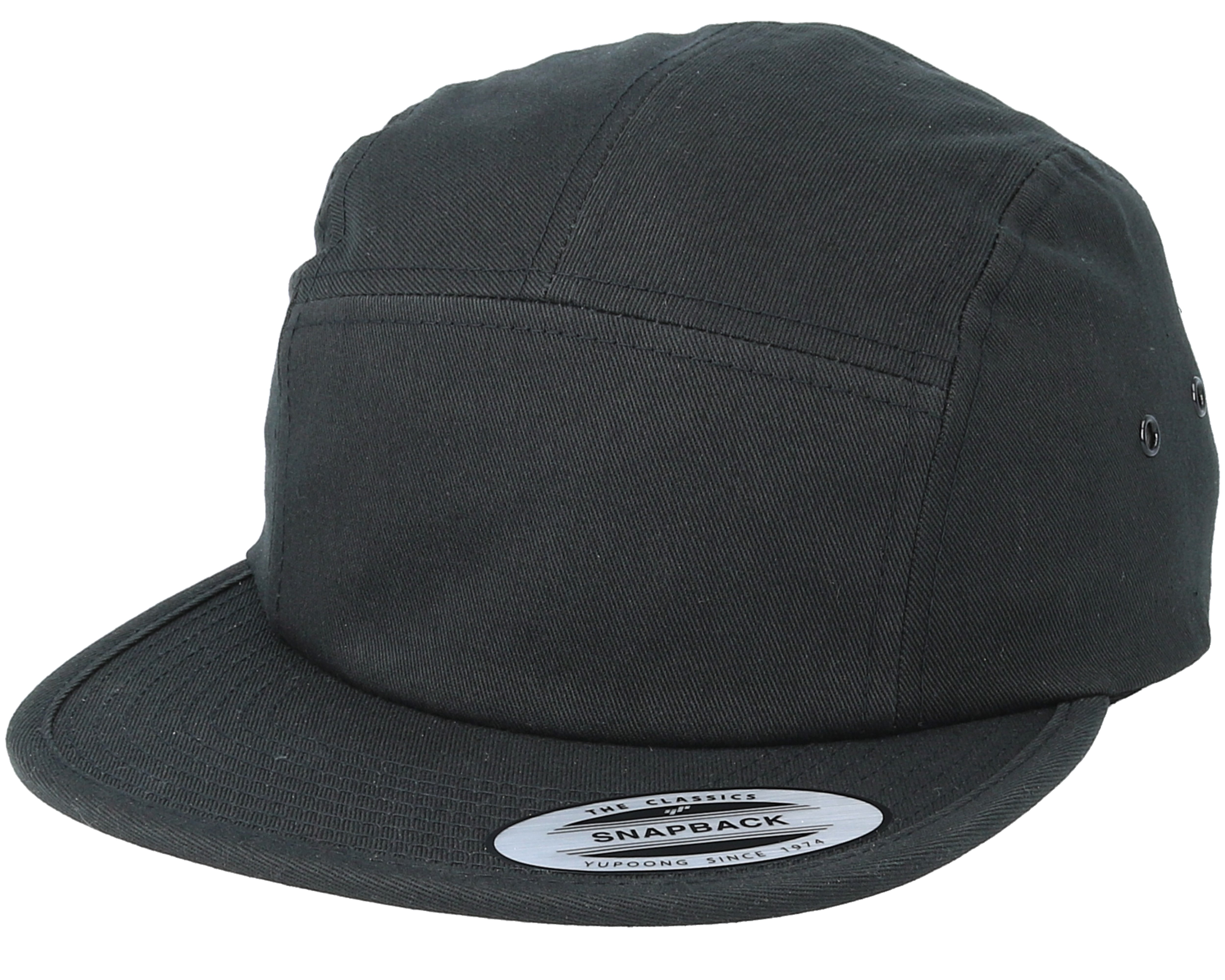 Black 5 Panel Yupoong Caps Uk