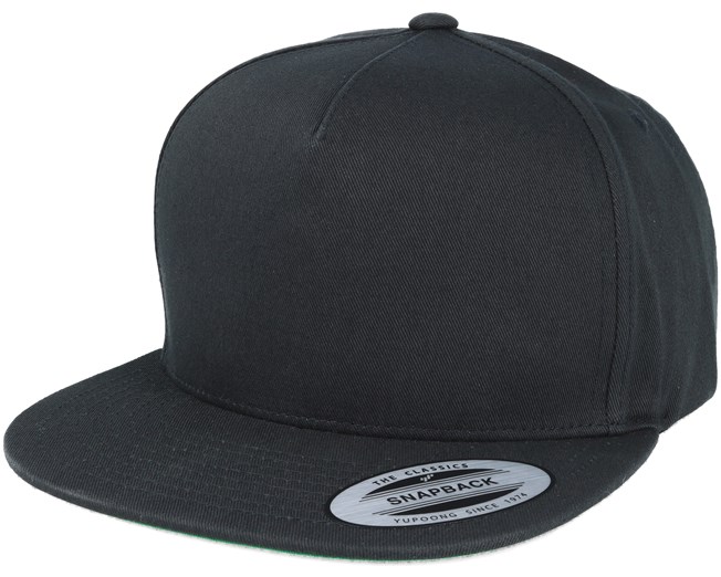 Classic 5 Panel Black Snapback - Yupoong caps - Hatstoreworld.com