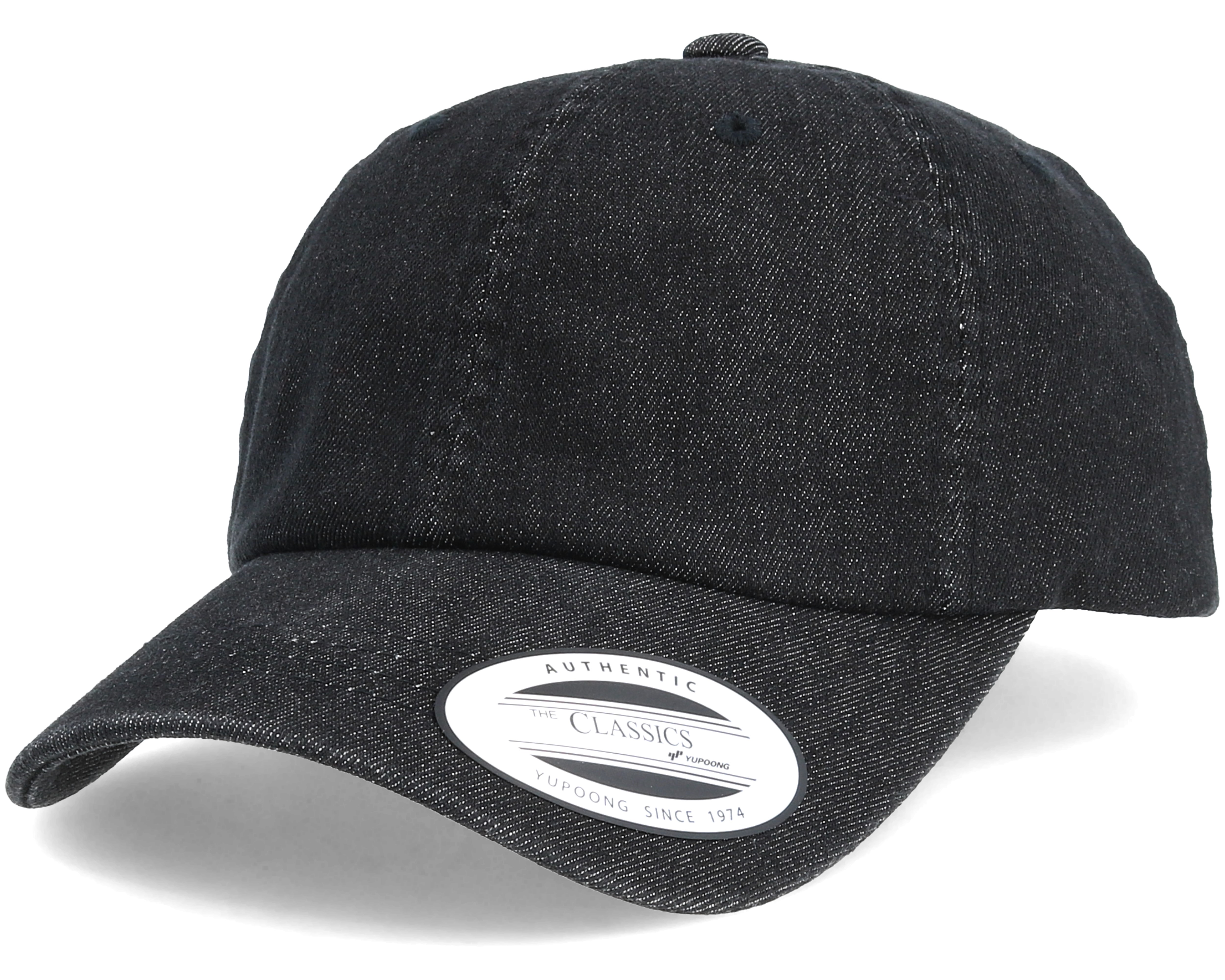 Dad Cap Washed Black Adjustable Yupoong caps Hatstore.co.uk