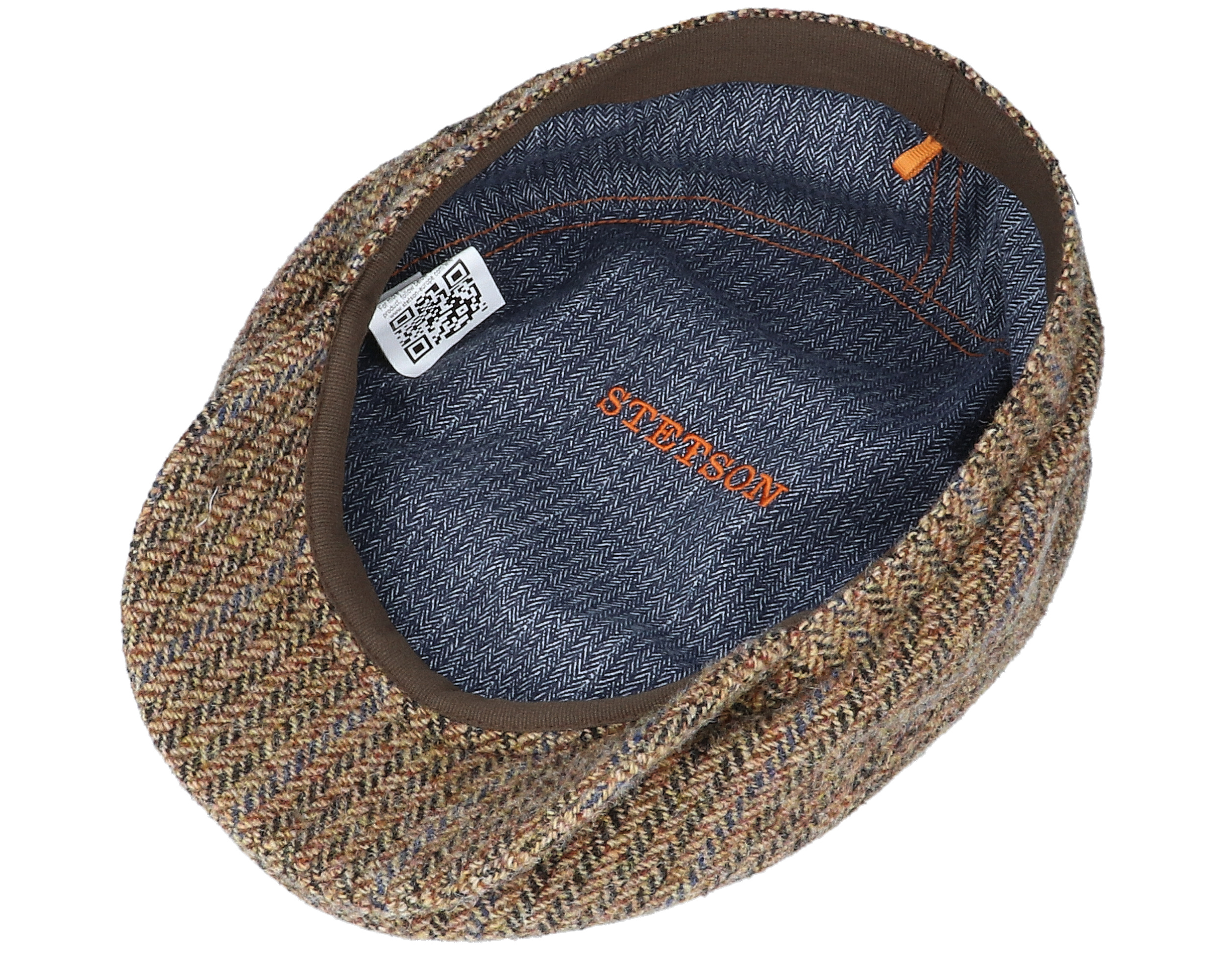 Belfast Driver Cap Virgin Wool Herringbone Brown Flat Cap Stetson