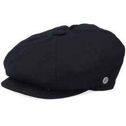 Cotton Newsboy Black Flat Cap - Jaxon 