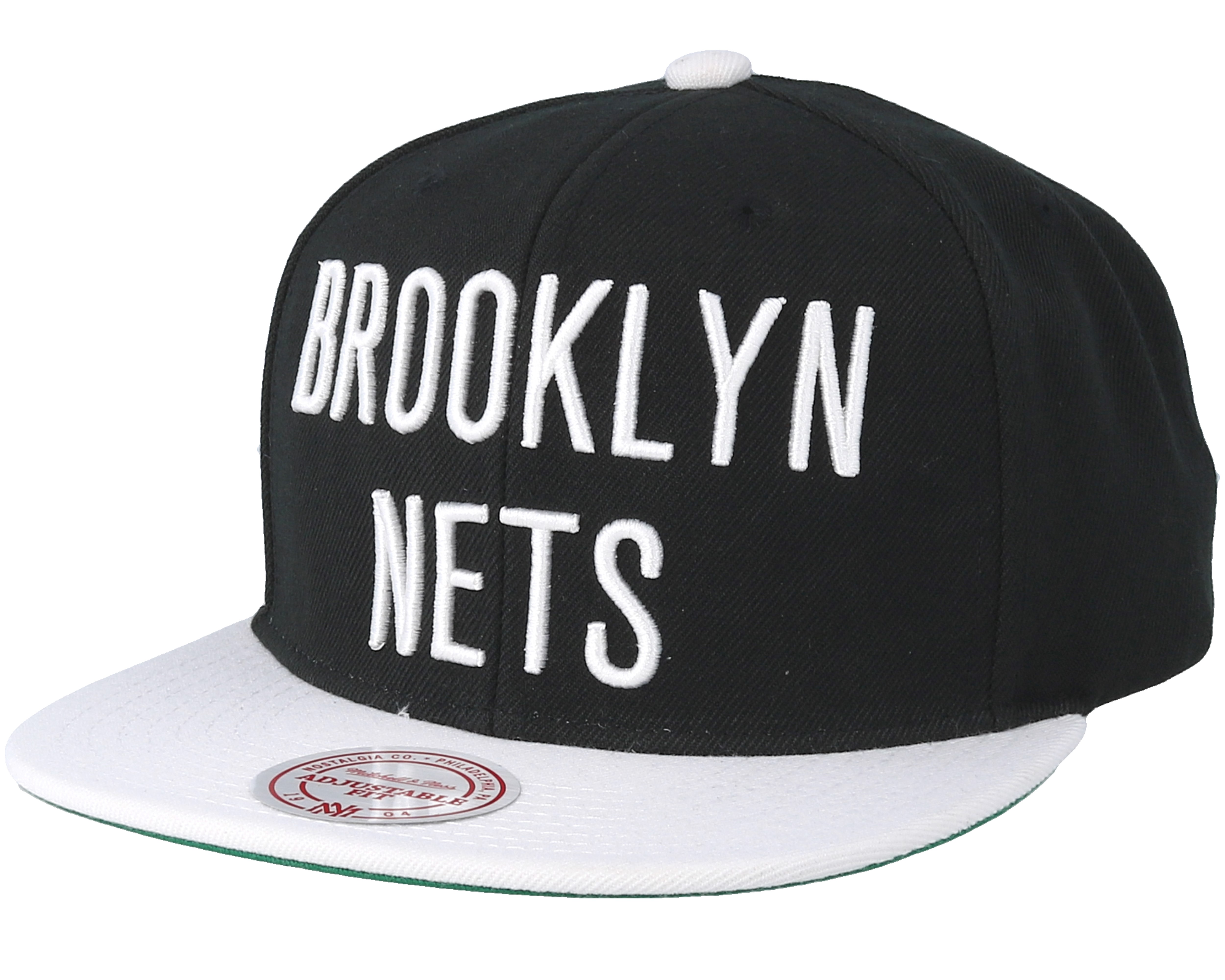 Brooklyn Nets XL Logo 2 Tone Black/White Snapback - Mitchell & Ness ...