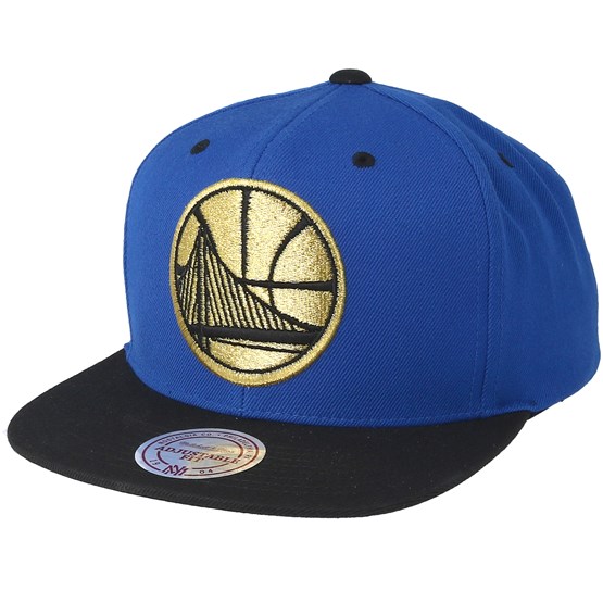 Mitchell /& Ness Golden State Warriors Black /& Gold Metallic Blue Snapback