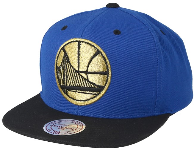 Mitchell /& Ness Golden State Warriors Black /& Gold Metallic Blue Snapback