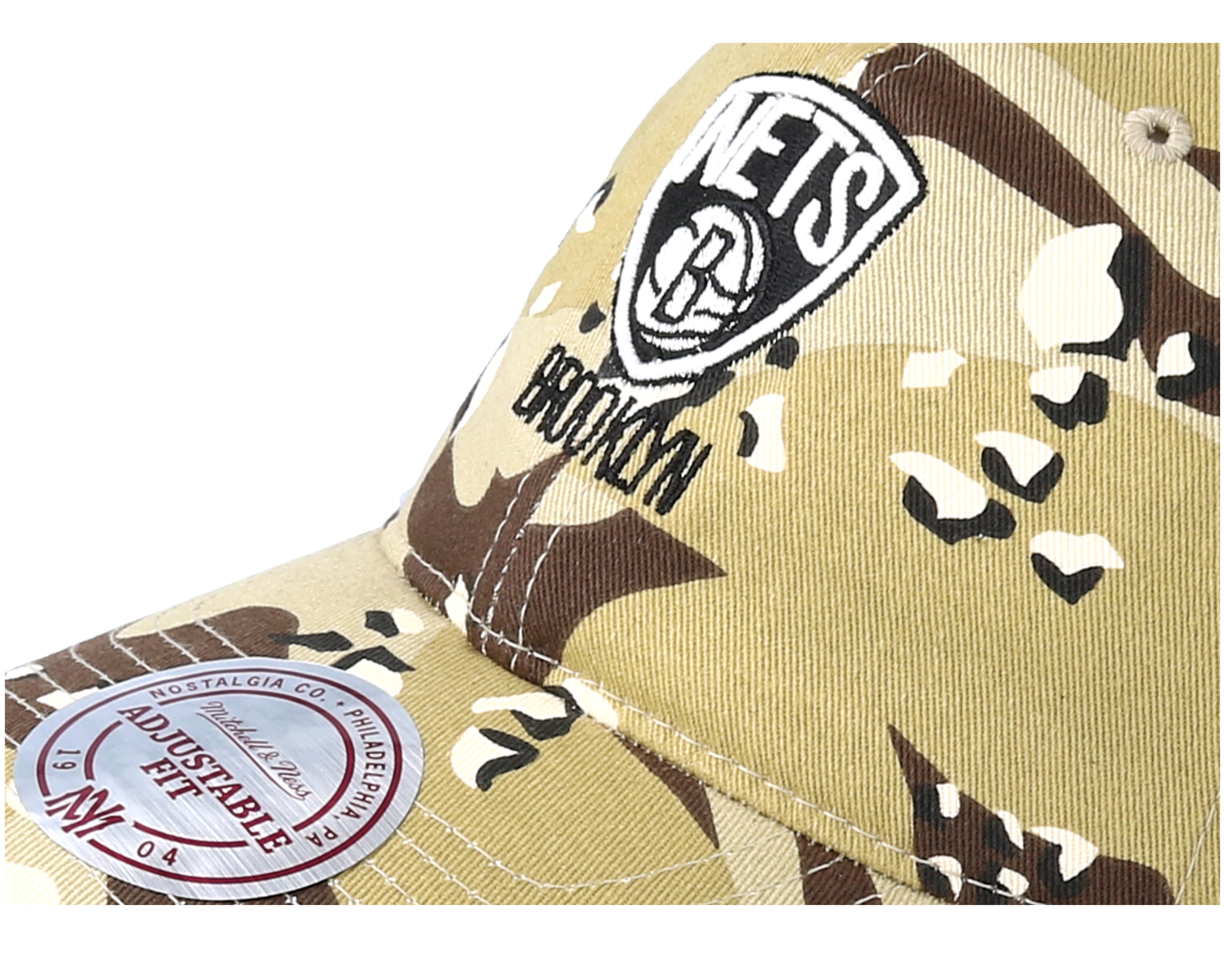 Brooklyn Nets Dad Hat Desert Camo Adjustable Mitchell & Ness caps