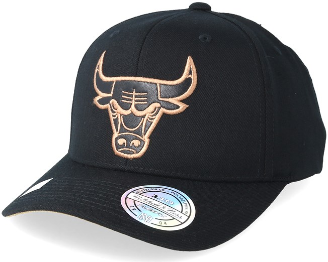 Chicago Bulls Leather Logo Black 110 Adjustable Mitchell Ness Cap Hatstore De