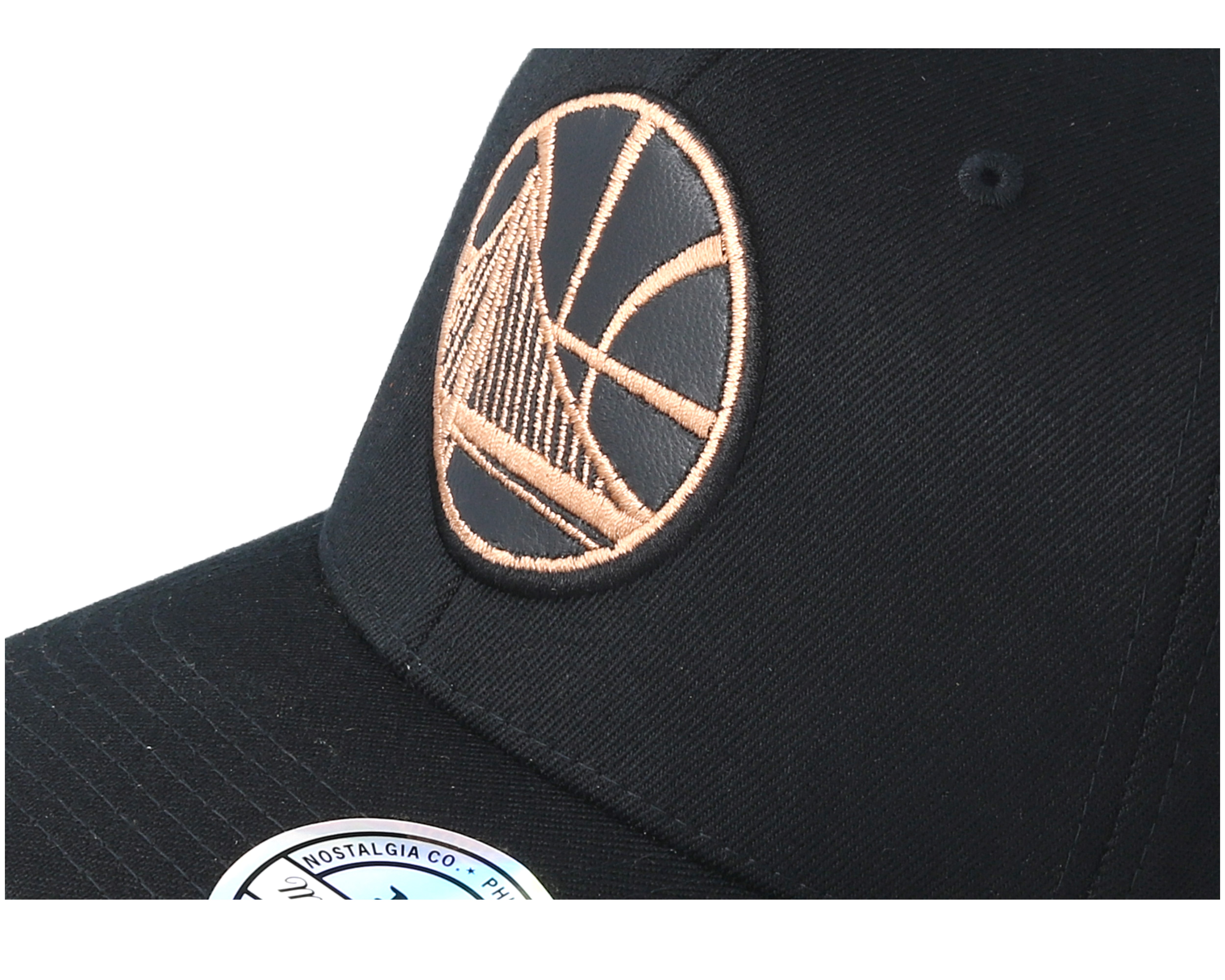 Golden State Warriors Leather Logo Black 110 Adjustable - Mitchell & Ness caps - Hatstoreworld.com