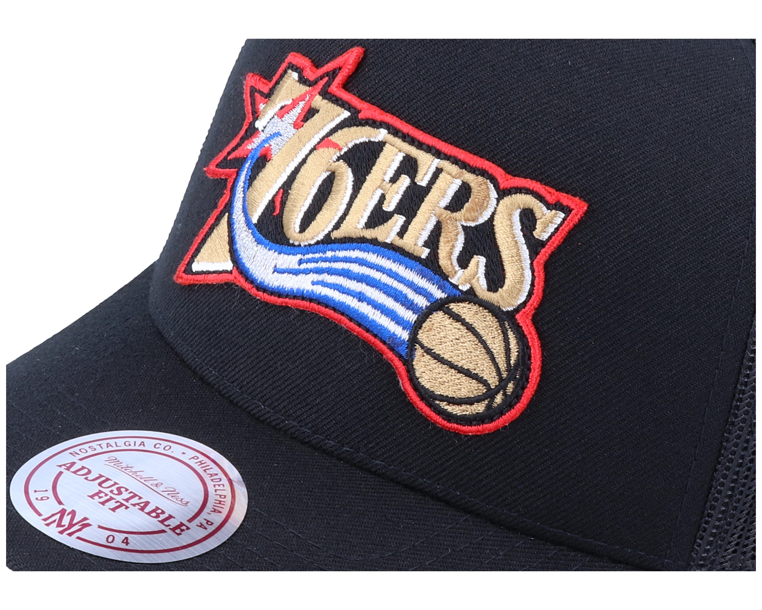 Philadelphia 76ers Logo Classic Black Trucker - Mitchell & Ness caps - Hatstoreworld.com