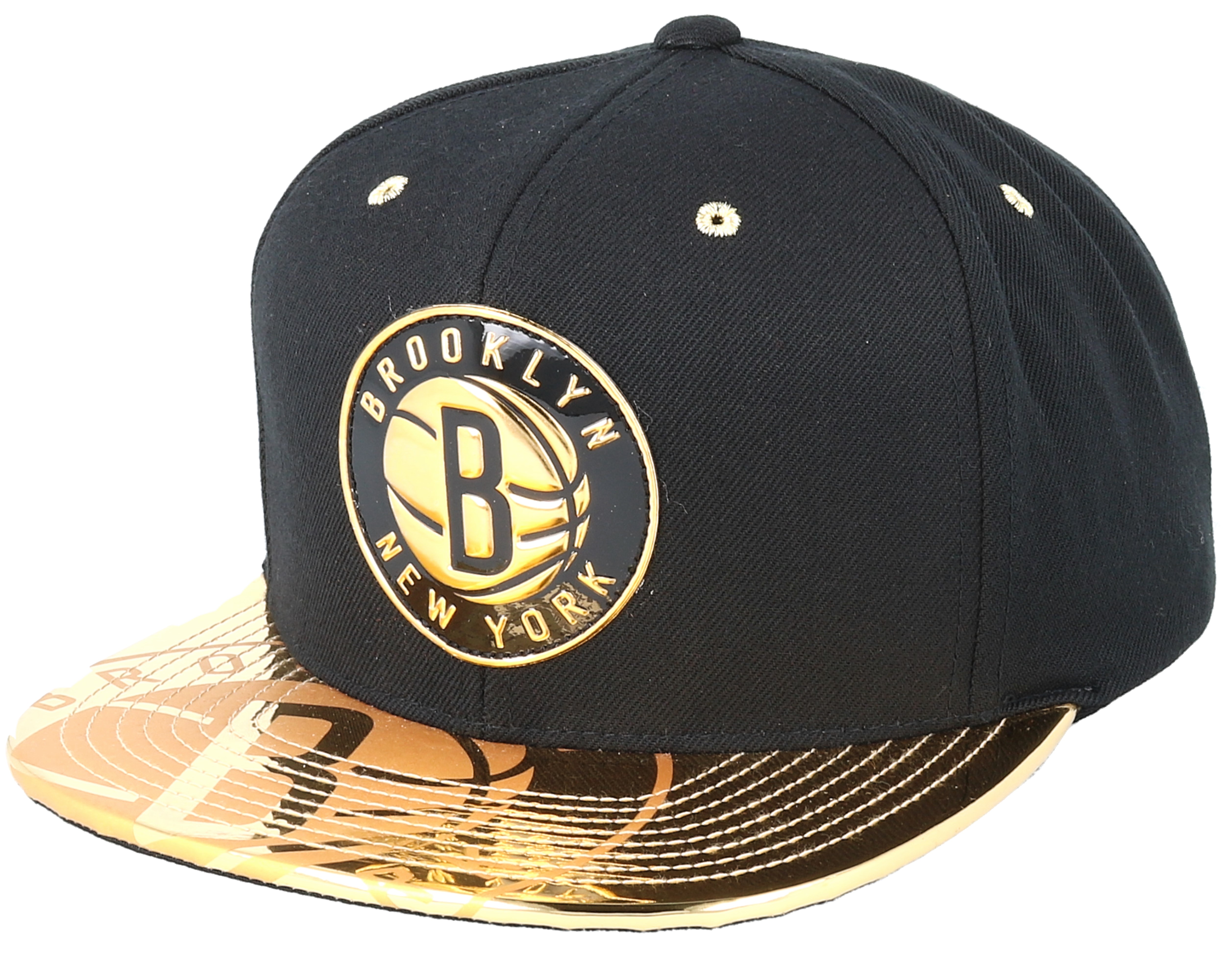 Brooklyn Nets Gold Standard Black Snapback Mitchell & Ness caps
