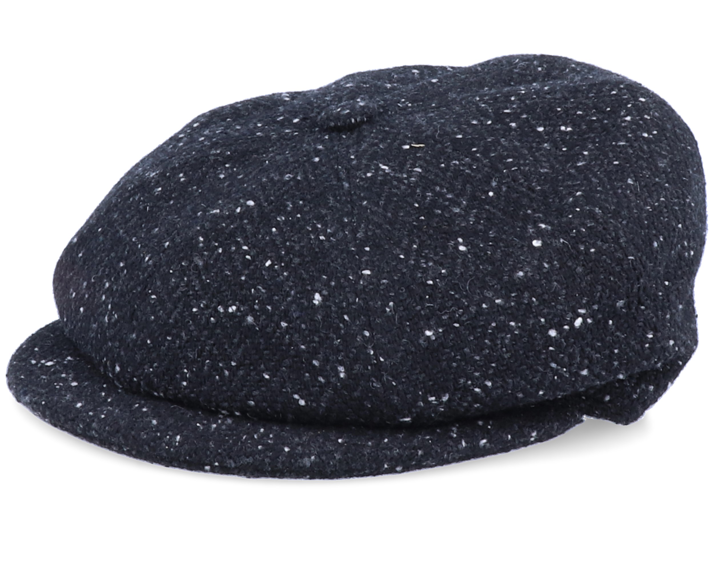 London Wool Black Donegal Flat Cap MJM Hats caps Hatstore.co.uk