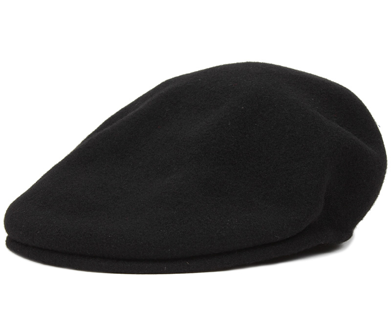 Wool 504 Black Flat Cap - Kangol caps | Hatstore.co.uk