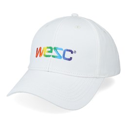WeSC Регулируемые Унисекс Бейсболки Белый @ Hatstore | Бейсболки Rainbow Embroidered Logo Baseball Hat White Adjustable Wesc