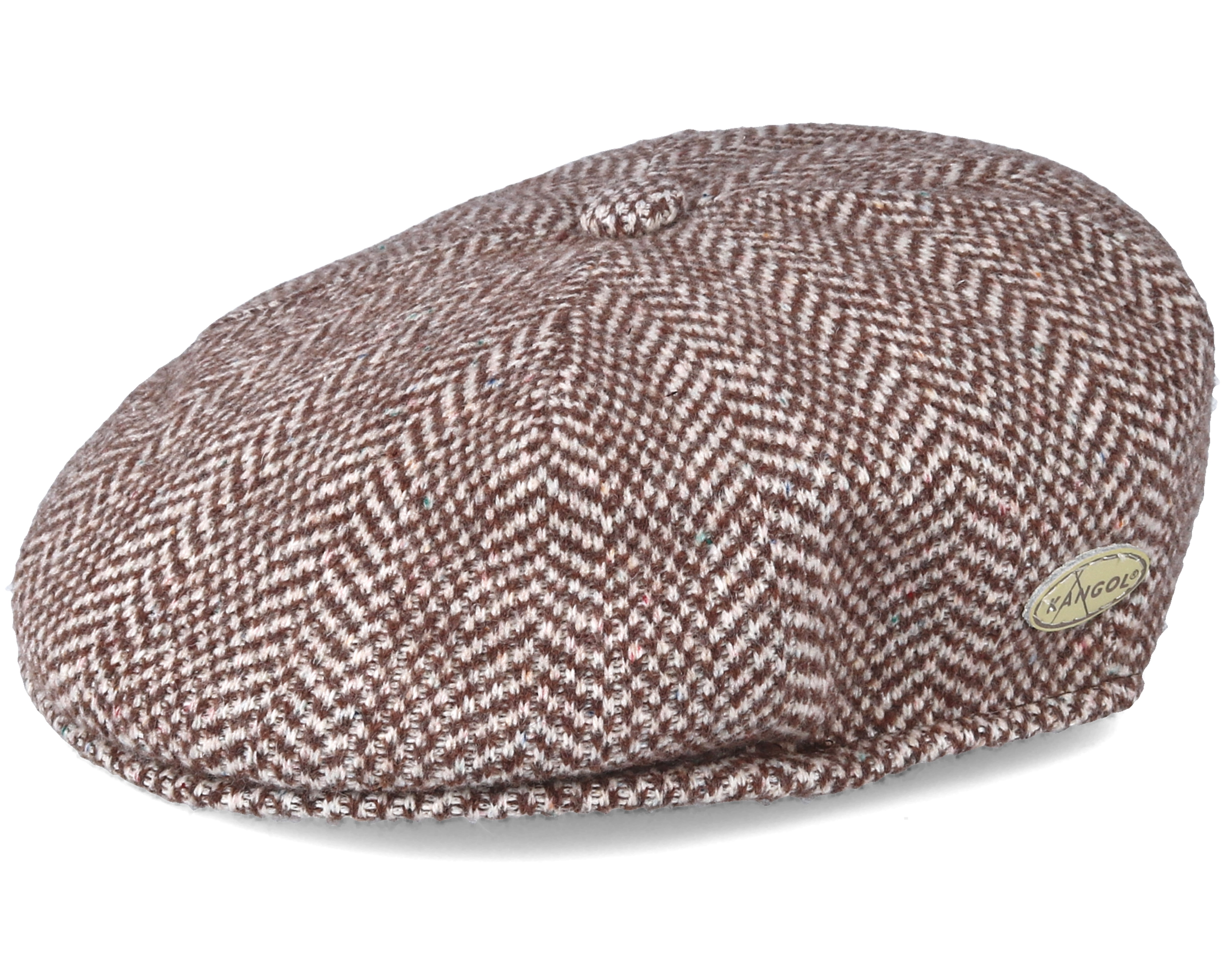 Herringbone 504 Brown Flat Cap Kangol caps Hatstore.co.uk