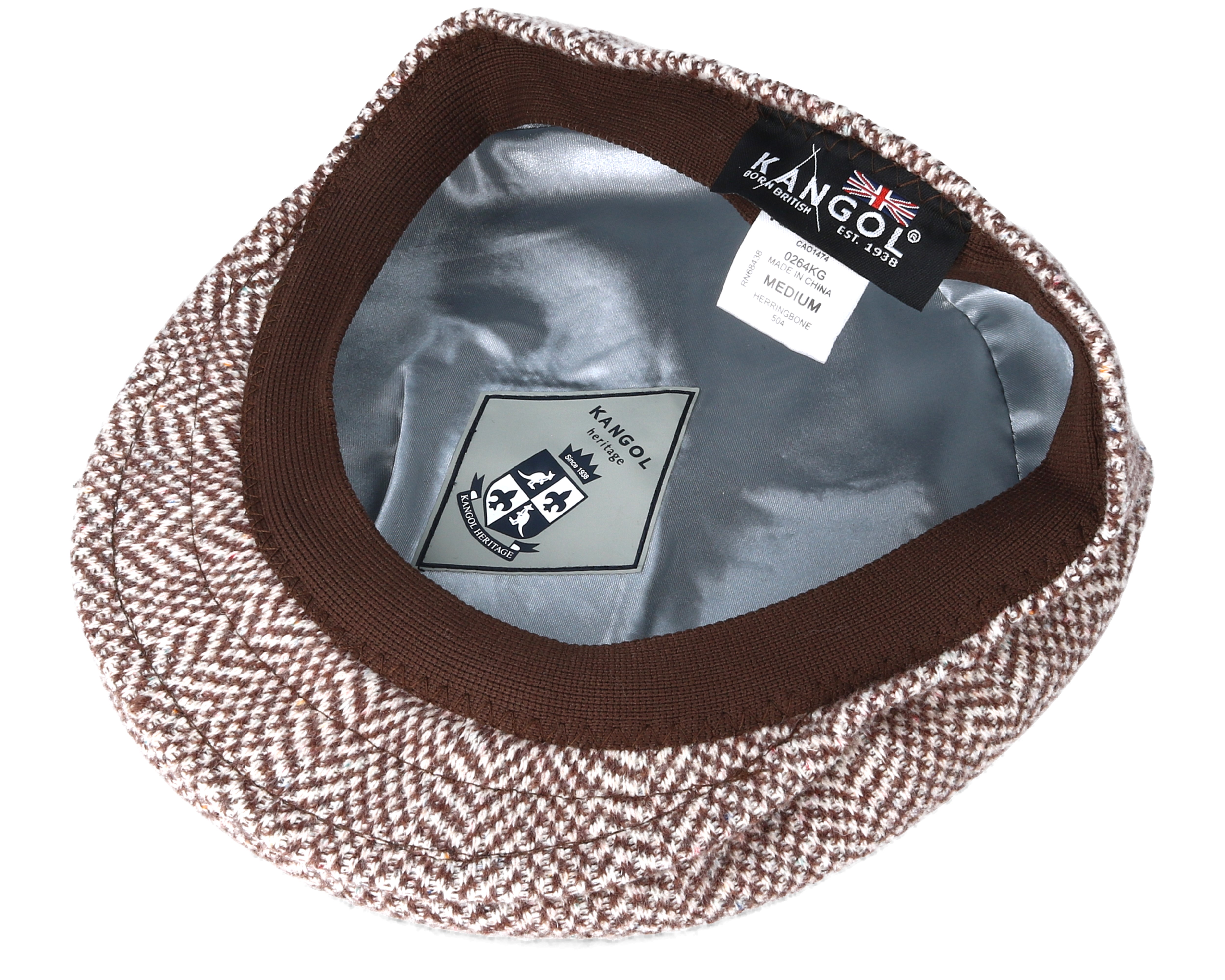 Herringbone 504 Brown Flat Cap - Kangol caps | Hatstore.co.uk