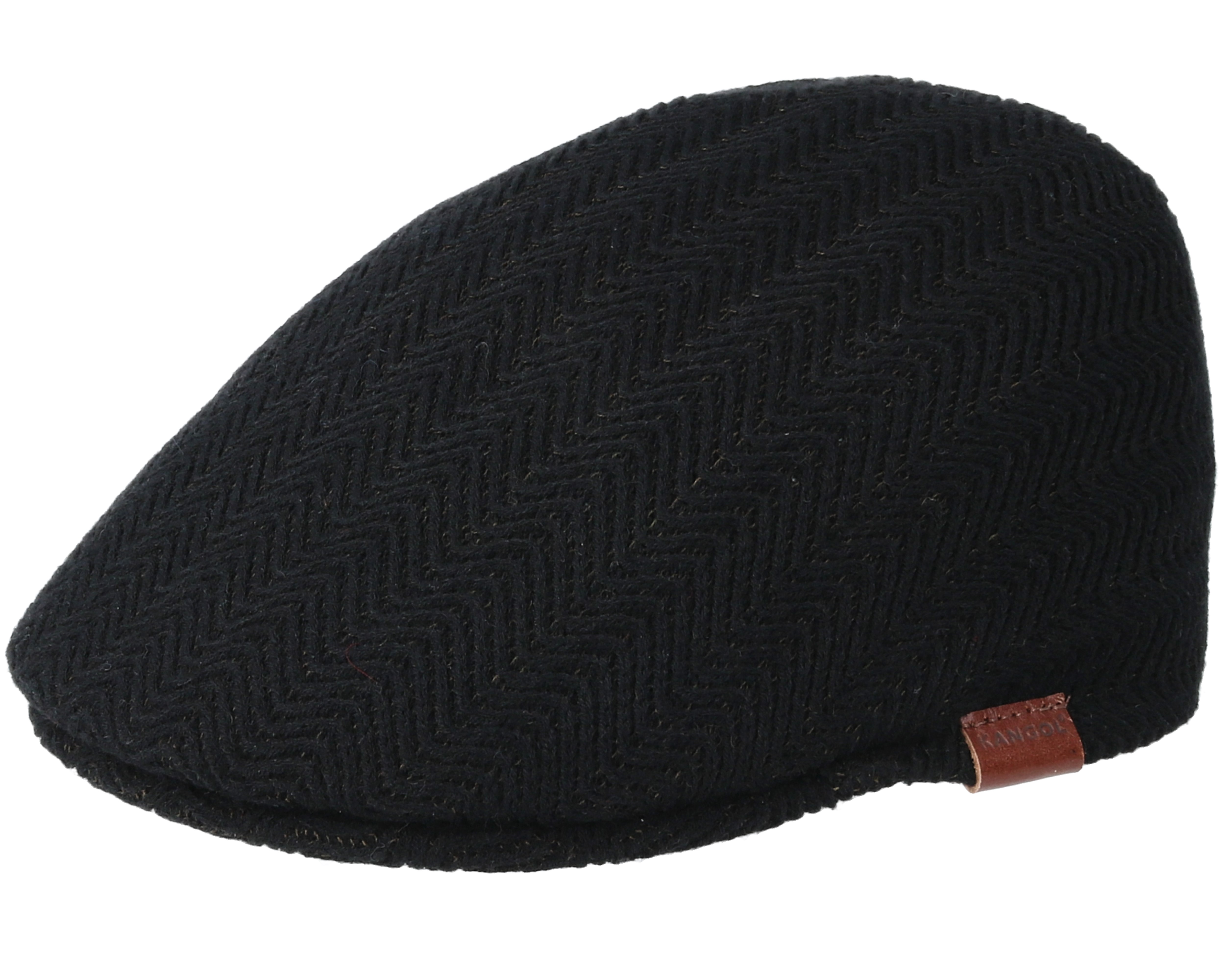 Download Herringbone Rib 507 Black Flat Cap - Kangol caps | Hatstore.co.uk