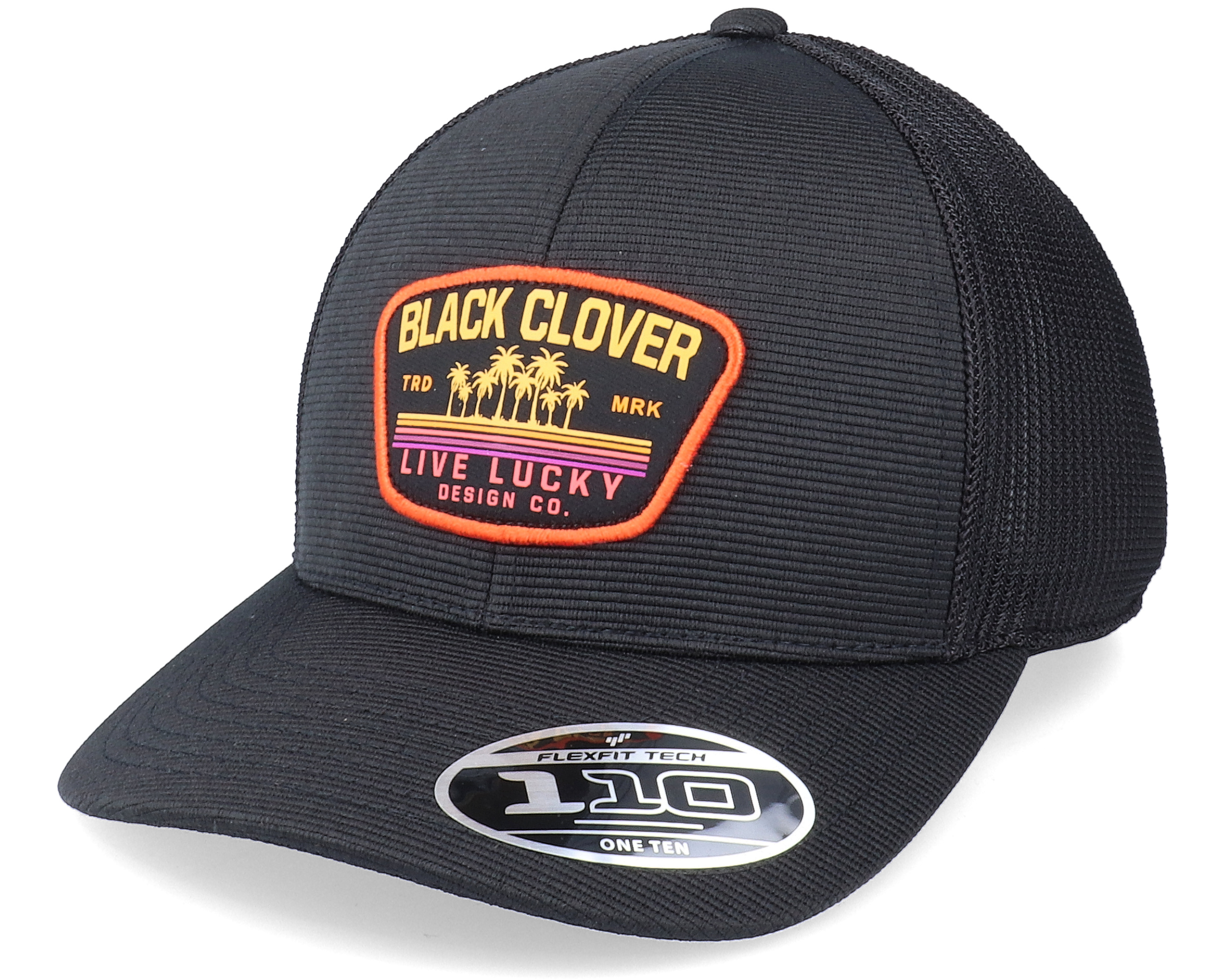 Sunset Black Woven Patch Trucker Black Clover Caps Hatstoreworld
