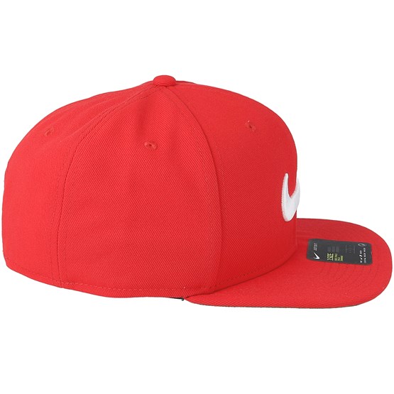 red nike hat with white swoosh
