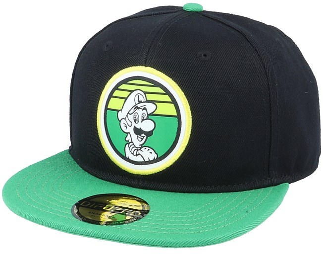 Nintendo Super Mario Luigi Retro Black Green Snapback Difuzed Cap Hatstore De