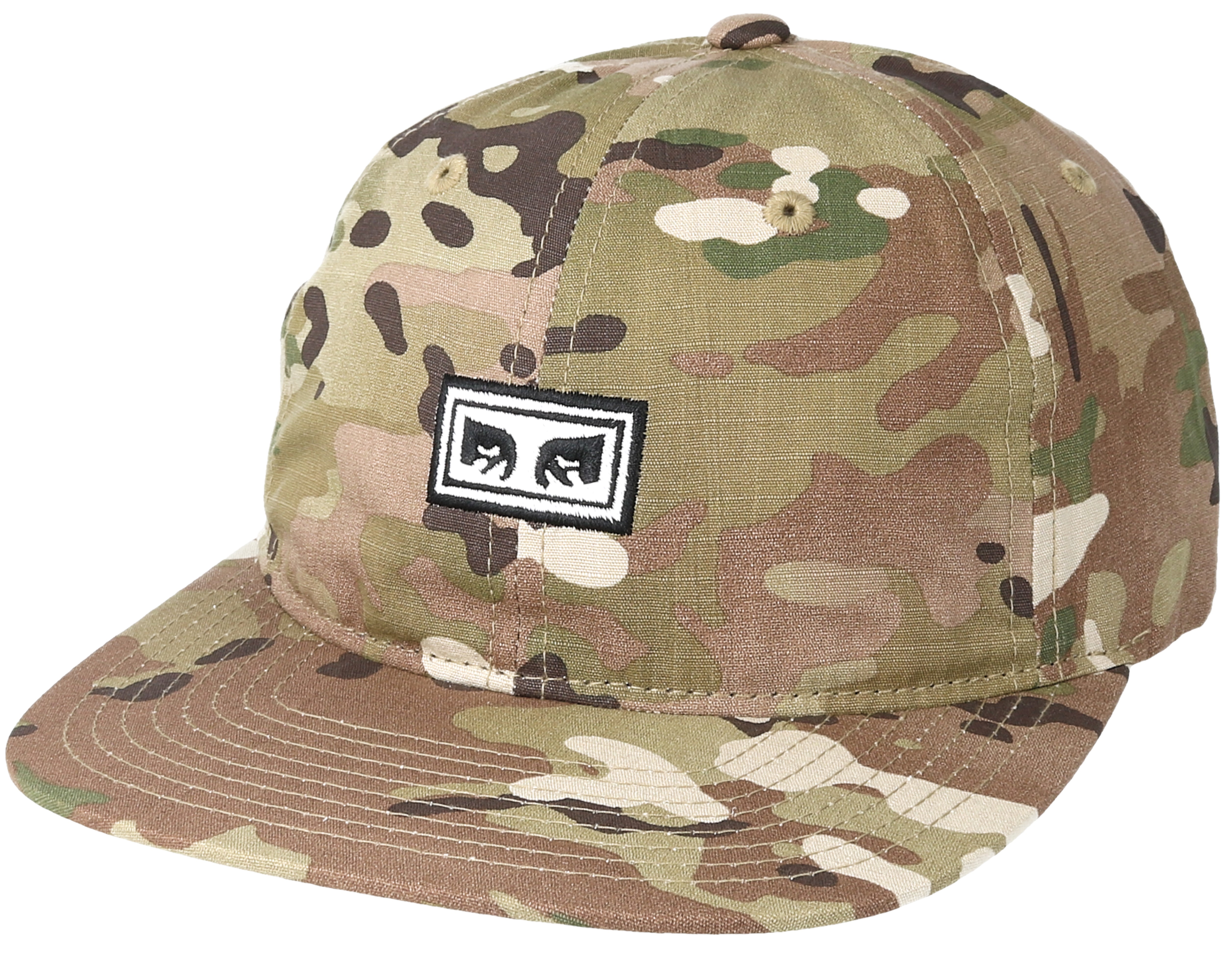 Overthrow 6 Panel Desert Camo Snapback Obey caps Hatstore.co.uk