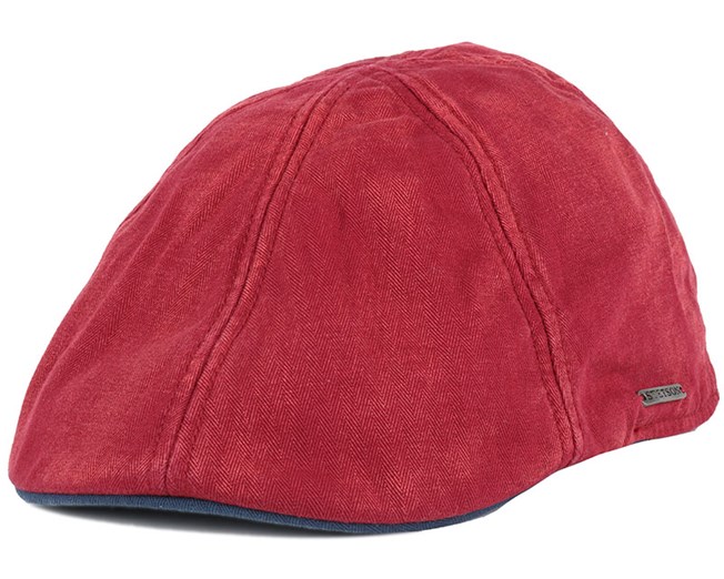 Texas Cotton Red Flat Cap Stetson caps Hatstore.co.uk
