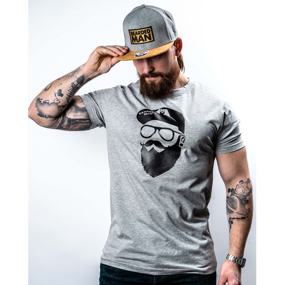 Cap Man Grey Black T Shirt Bearded Man T Shirt Bearded Man