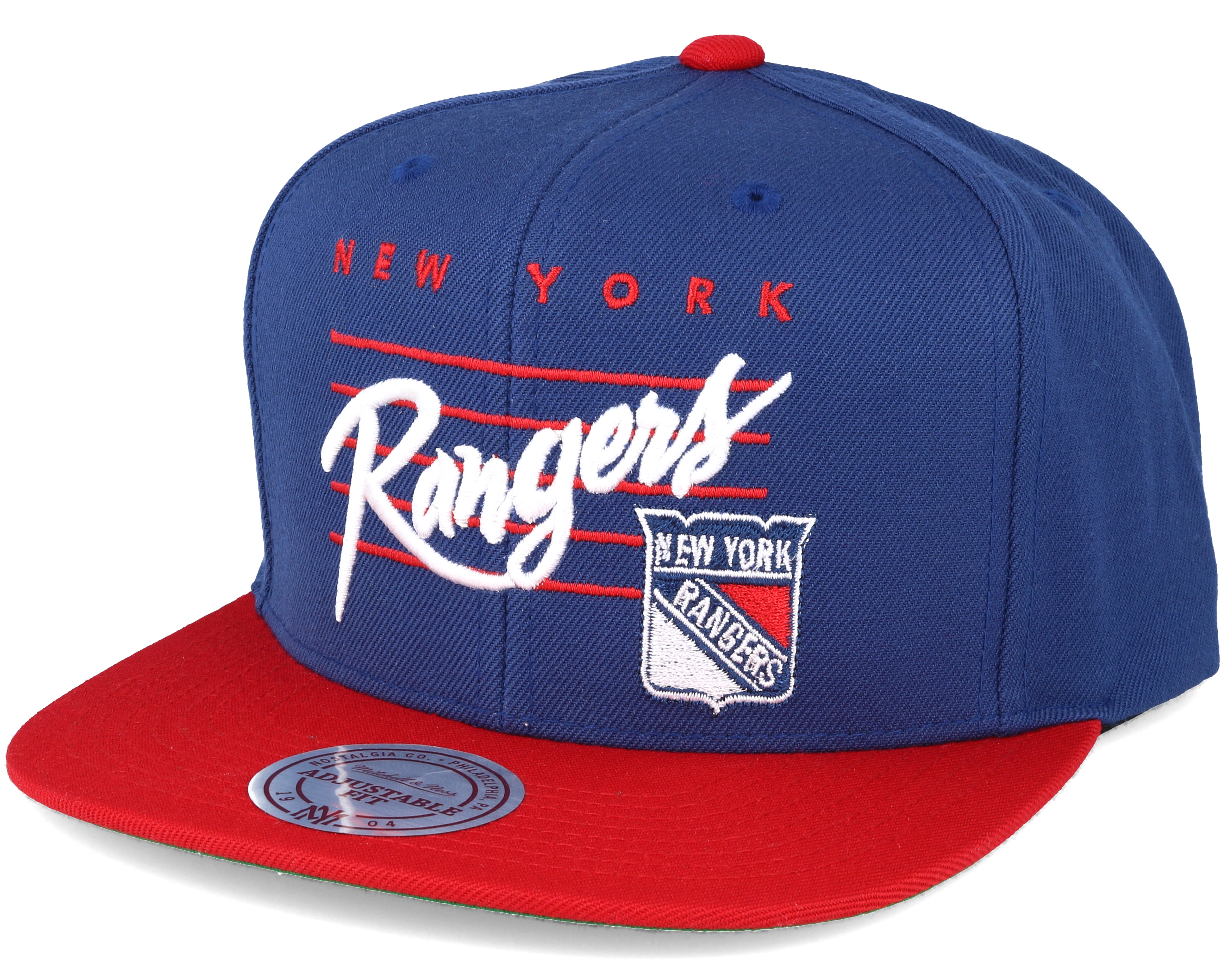 New York Rangers Cursive Script Logo Blue Snapback - Mitchell & Ness ...